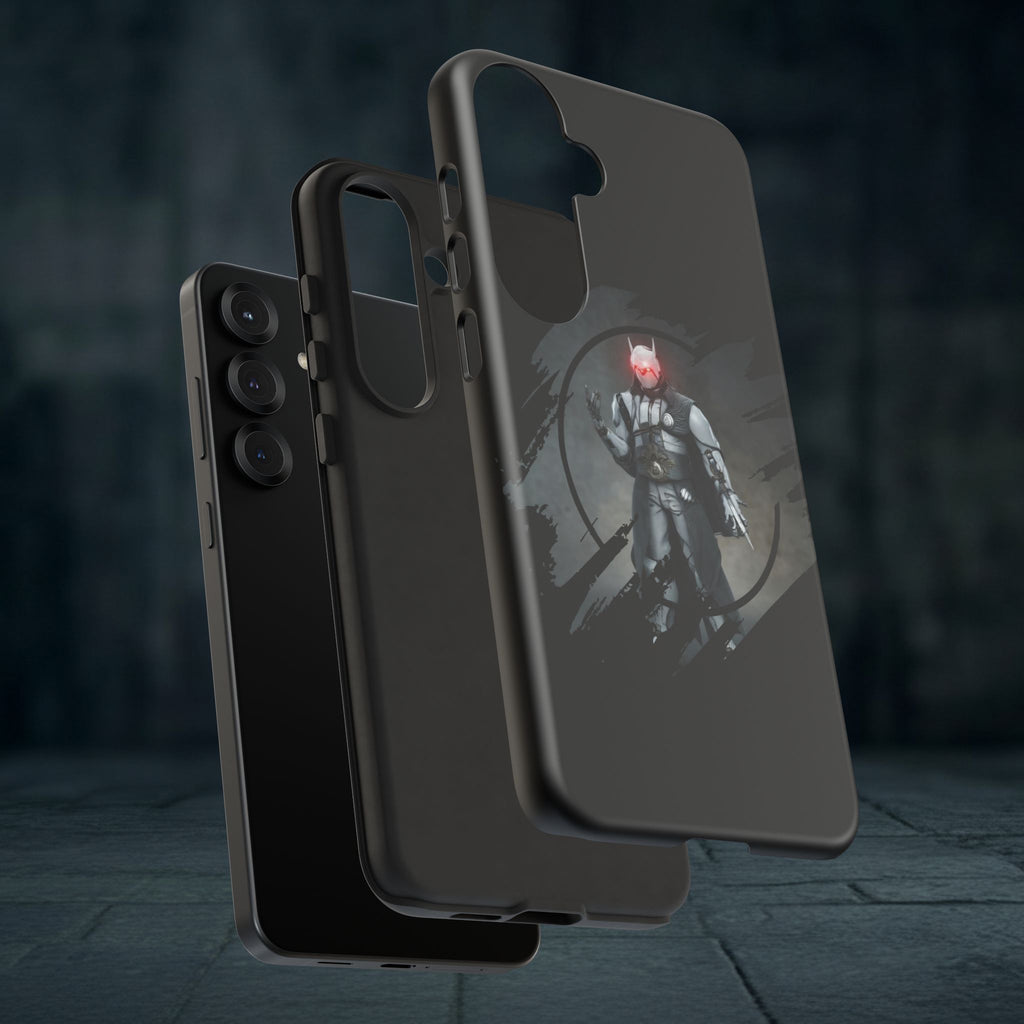 Galaxy Warrior Tough Phone Case — Dark Sci‑Fi Armor with Red Helm