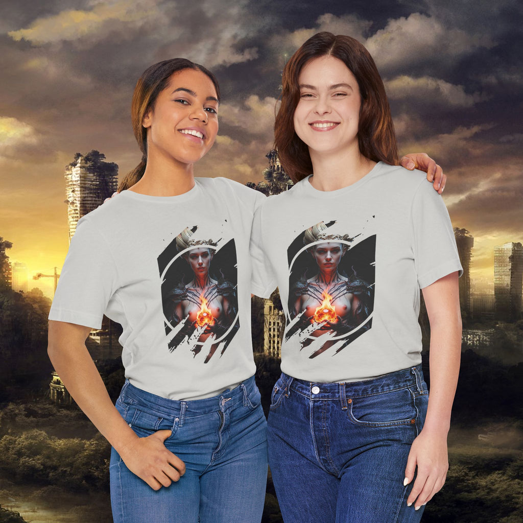 Dark Sorceress T‑Shirt — Fantasy Magic Witch Tee with Fiery Heart - Alexia Ashford