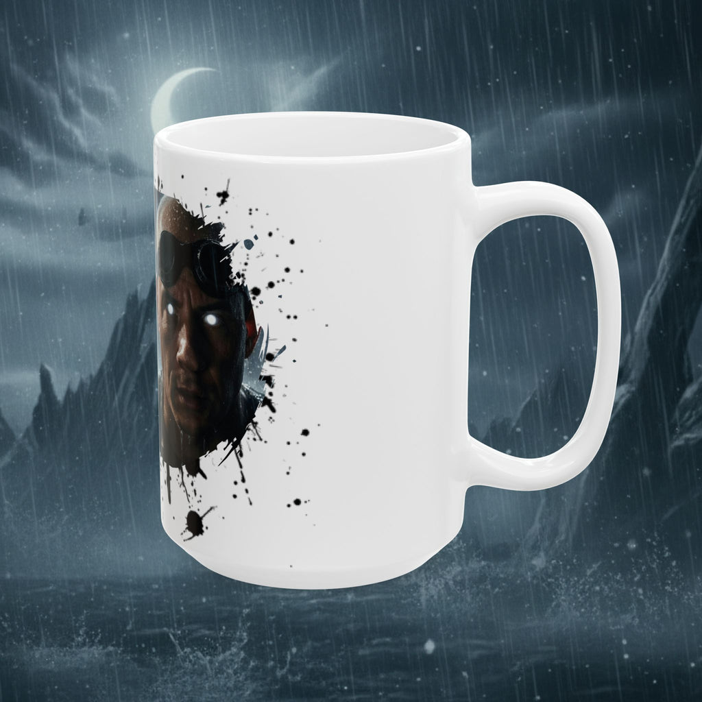 Horror Game Character Ceramic Mug — Dark Moon Night Coffee Cup (11oz/15oz) - Byakugan Family and Riddick - white