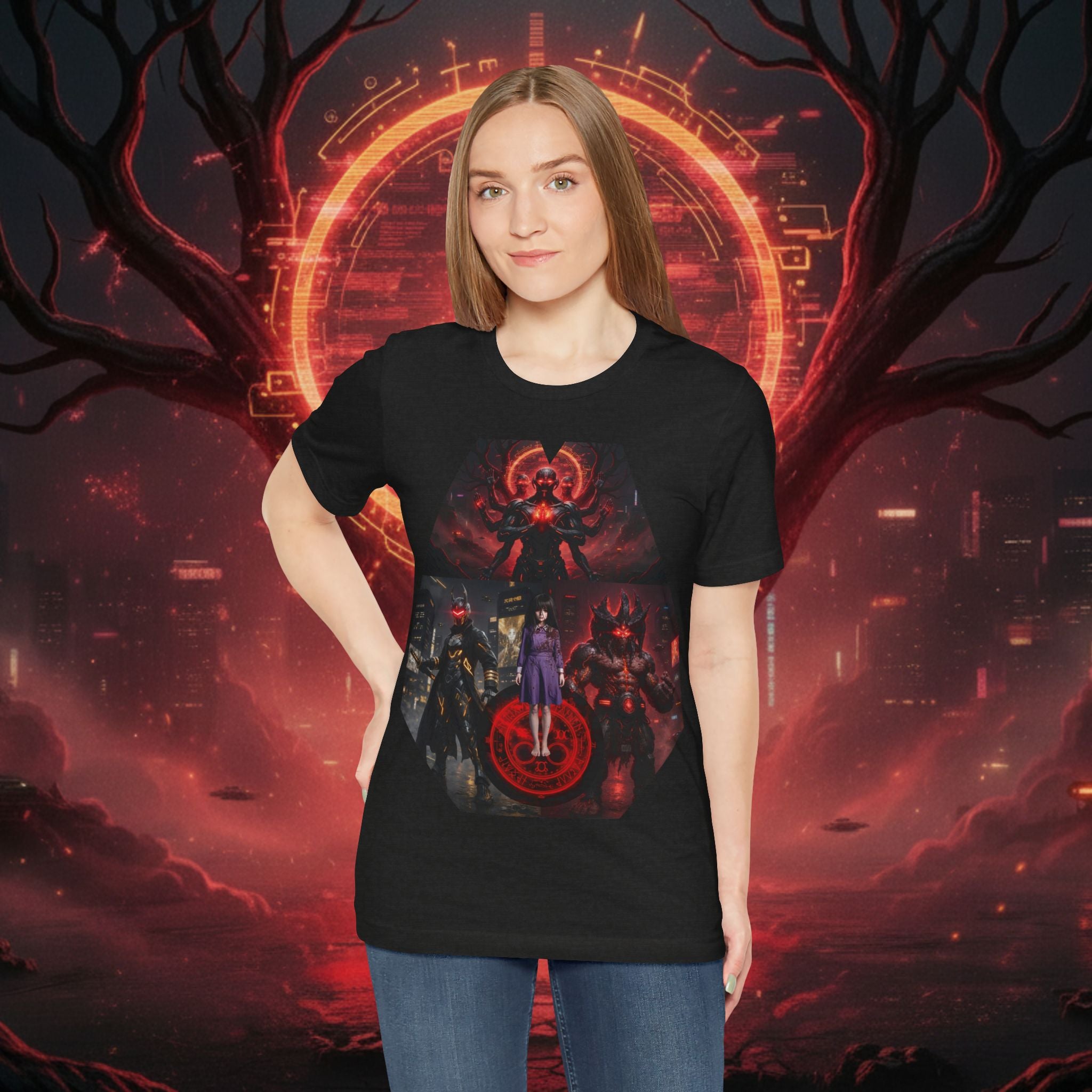 Superhero Squad Graphic Tee — Dark Red Mystic Design