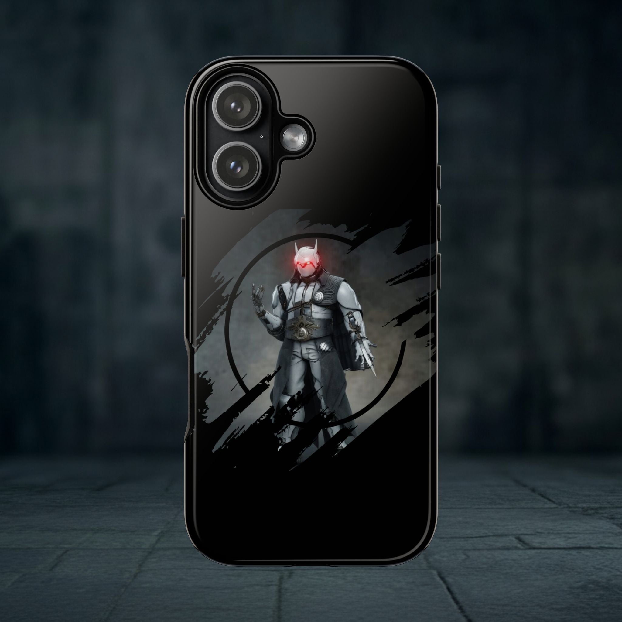 Galaxy Warrior Tough Phone Case — Dark Sci‑Fi Armor with Red Helm