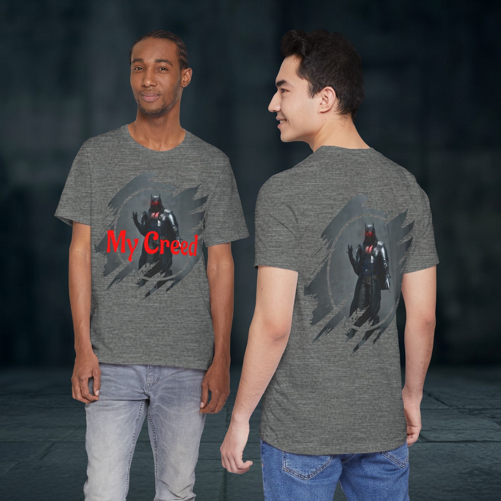 My Creed Graphic Tee — Dark Knight Sci‑Fi Illustration T‑Shirt
