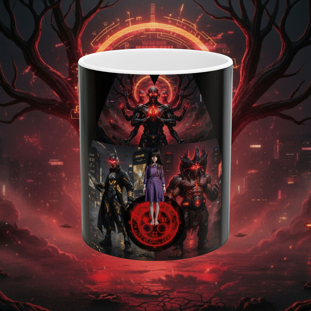 Dark Fantasy Demon Trio Ceramic Mug — Gothic Anime Horror Coffee Cup (11oz/15oz)