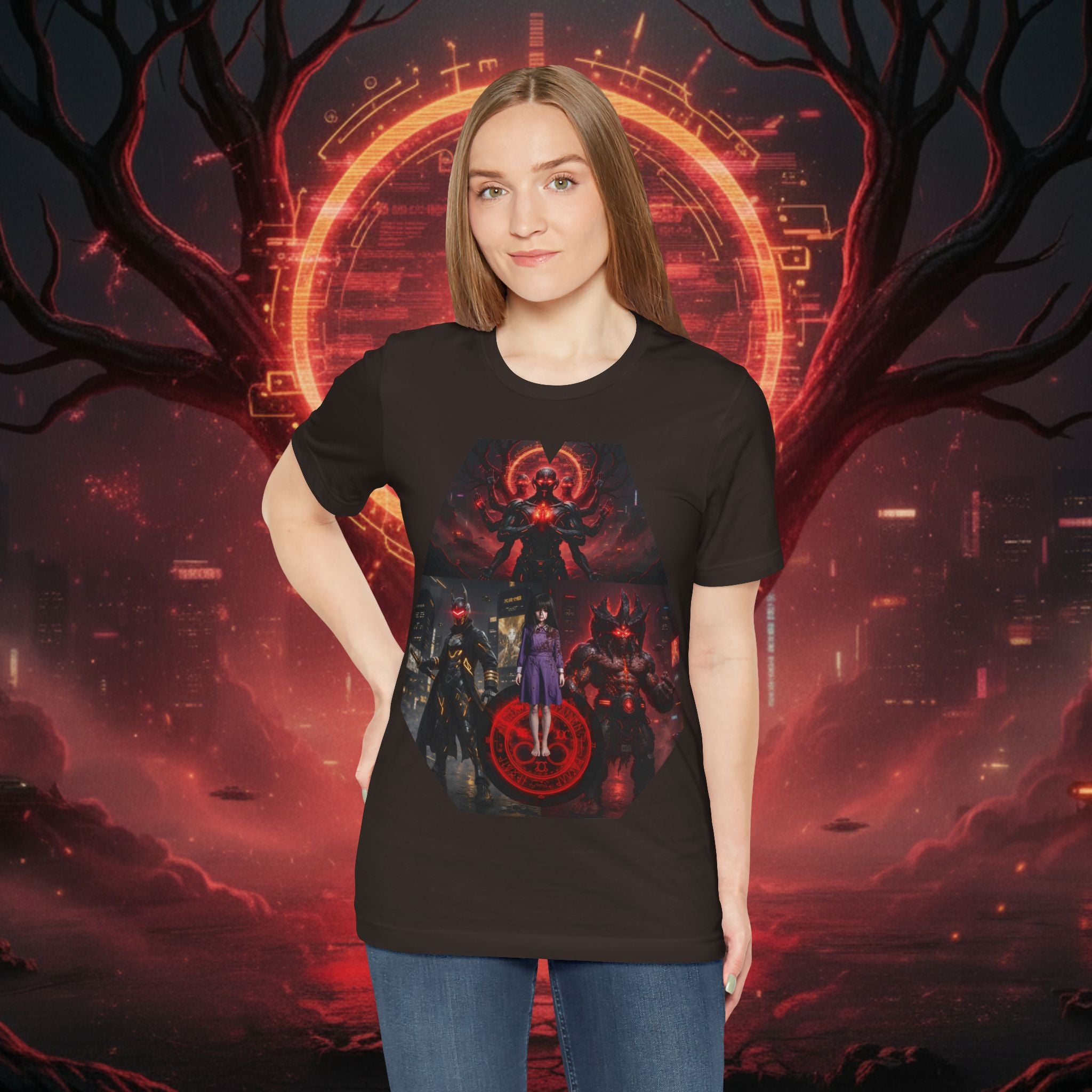 Superhero Squad Graphic Tee — Dark Red Mystic Design