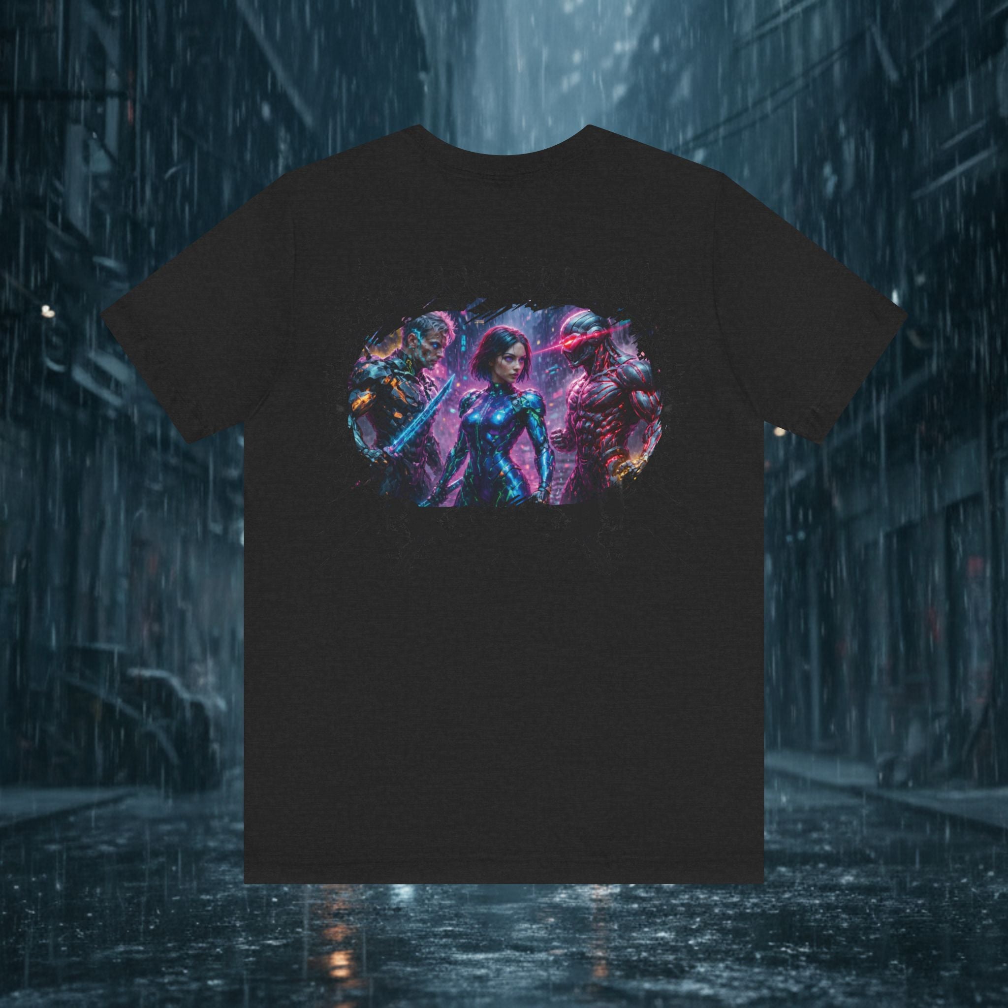 T-Shirt — "Big Family Reunion" Sci‑Fi Character Heart Graphic Tee - Battle Suits