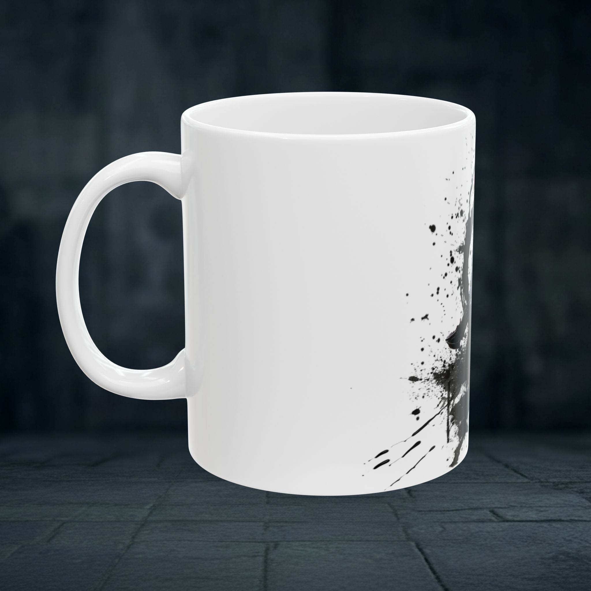 Splatter Sword Ceramic Mug — Gamer Fantasy Coffee Cup (11oz/15oz)