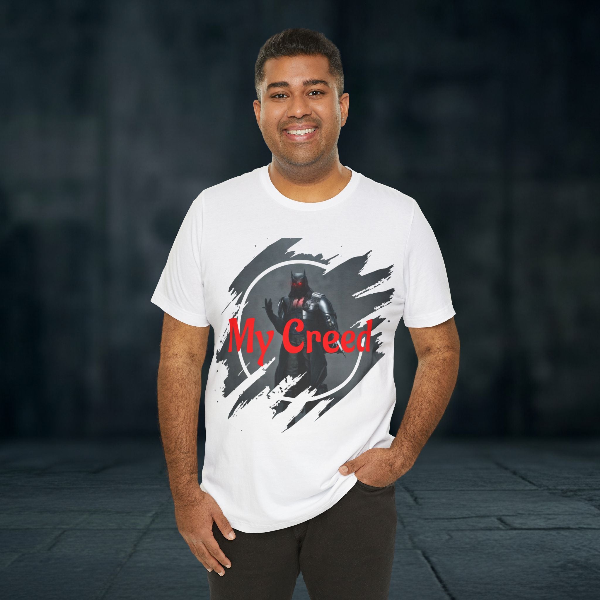 My Creed Graphic Tee — Dark Knight Sci‑Fi Illustration T‑Shirt