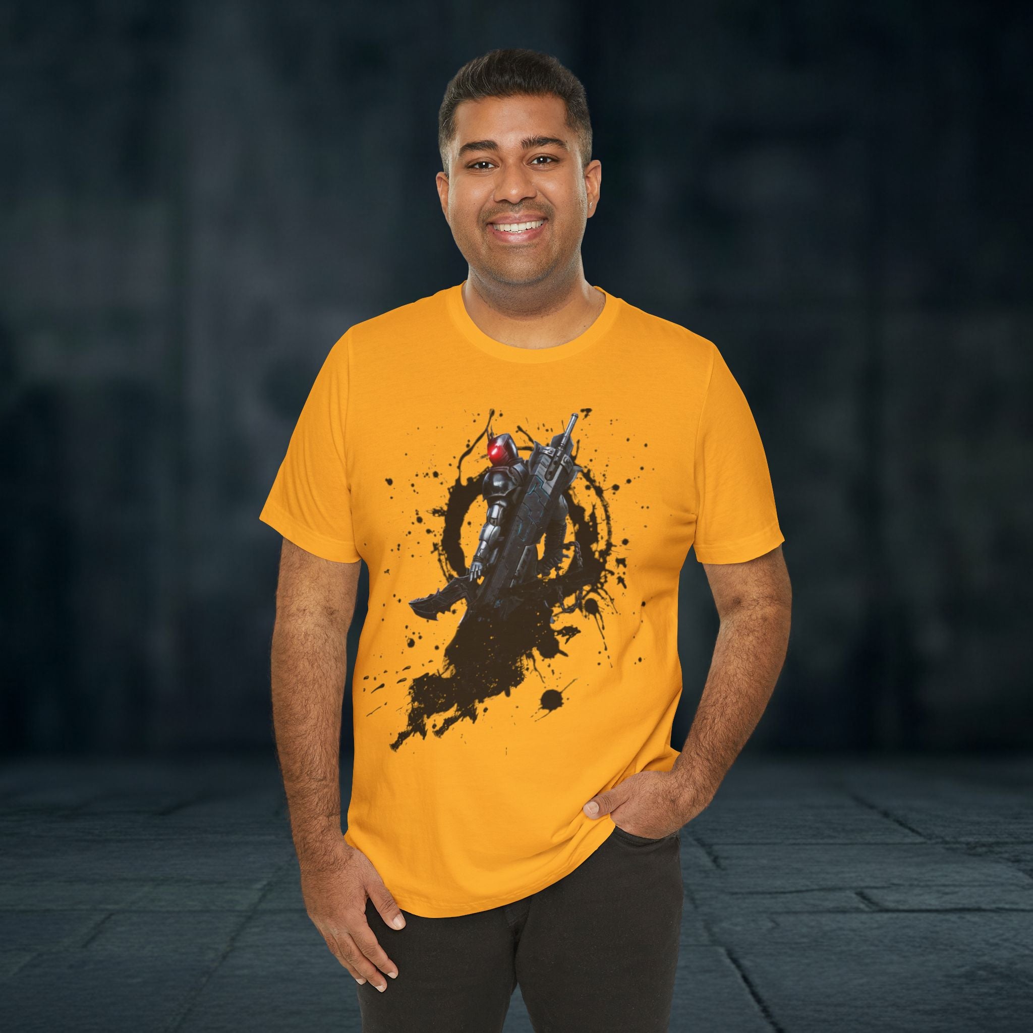 Splatter Noir Rifle Tee — Graphic Military Weapon Shirt