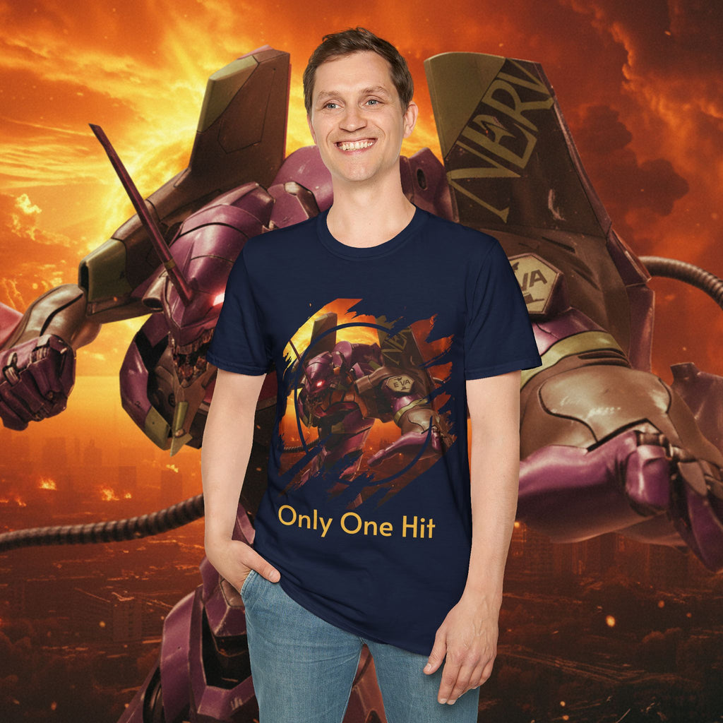 Only One Hit T-Shirt — Gamer Mech Battle Tee - EVA 1 - Neon Genesis Evangelion