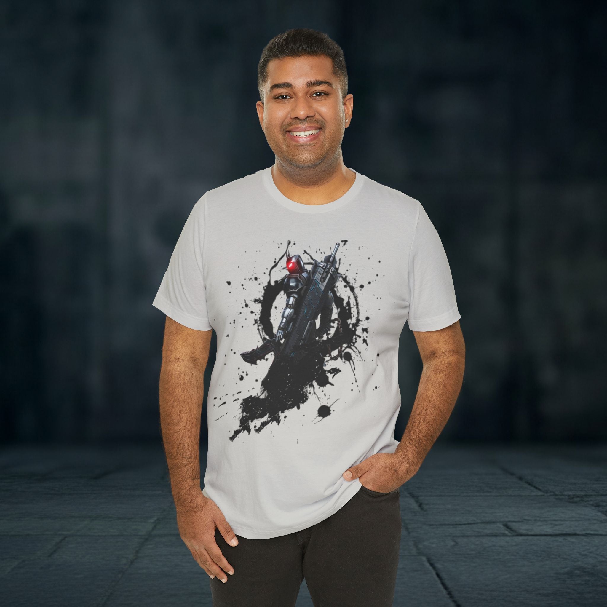Splatter Noir Rifle Tee — Graphic Military Weapon Shirt