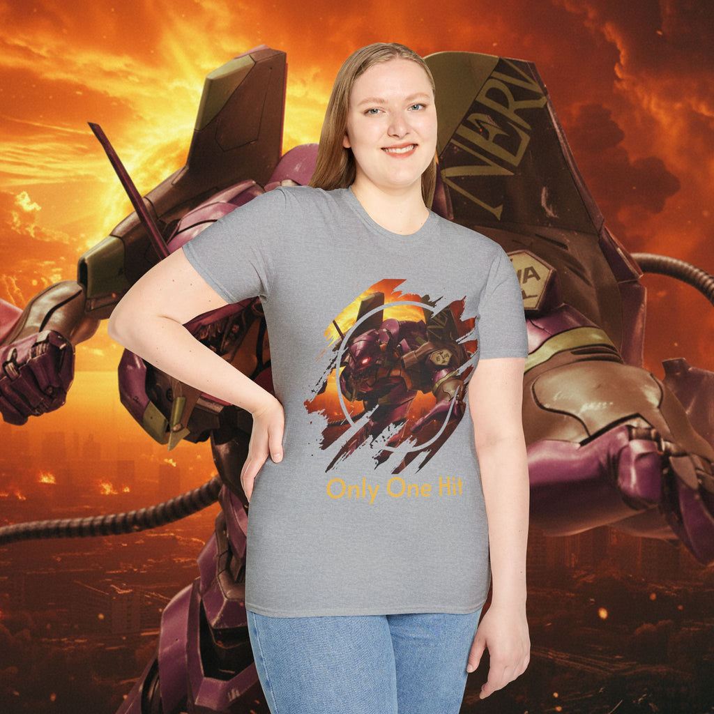Only One Hit T-Shirt — Gamer Mech Battle Tee - EVA 1 - Neon Genesis Evangelion