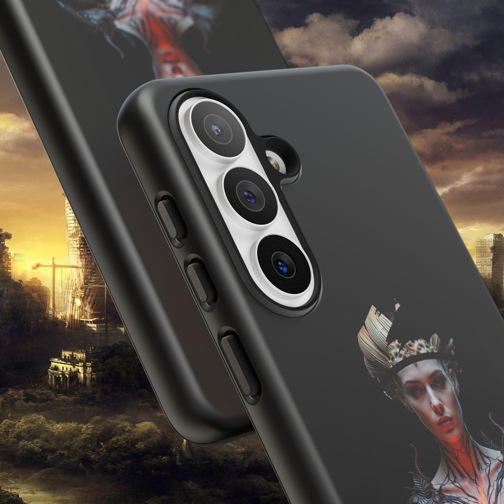Fantasy Sorceress Phone Case — Dark Magic Mage with Fiery Orb Tough Case - Alexia Ashford