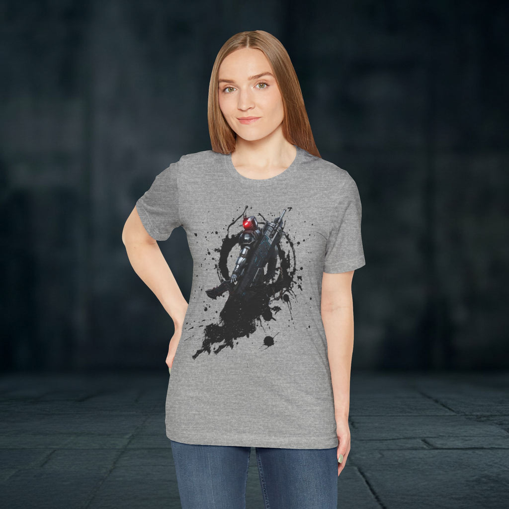 Splatter Noir Rifle Tee — Graphic Military Weapon Shirt