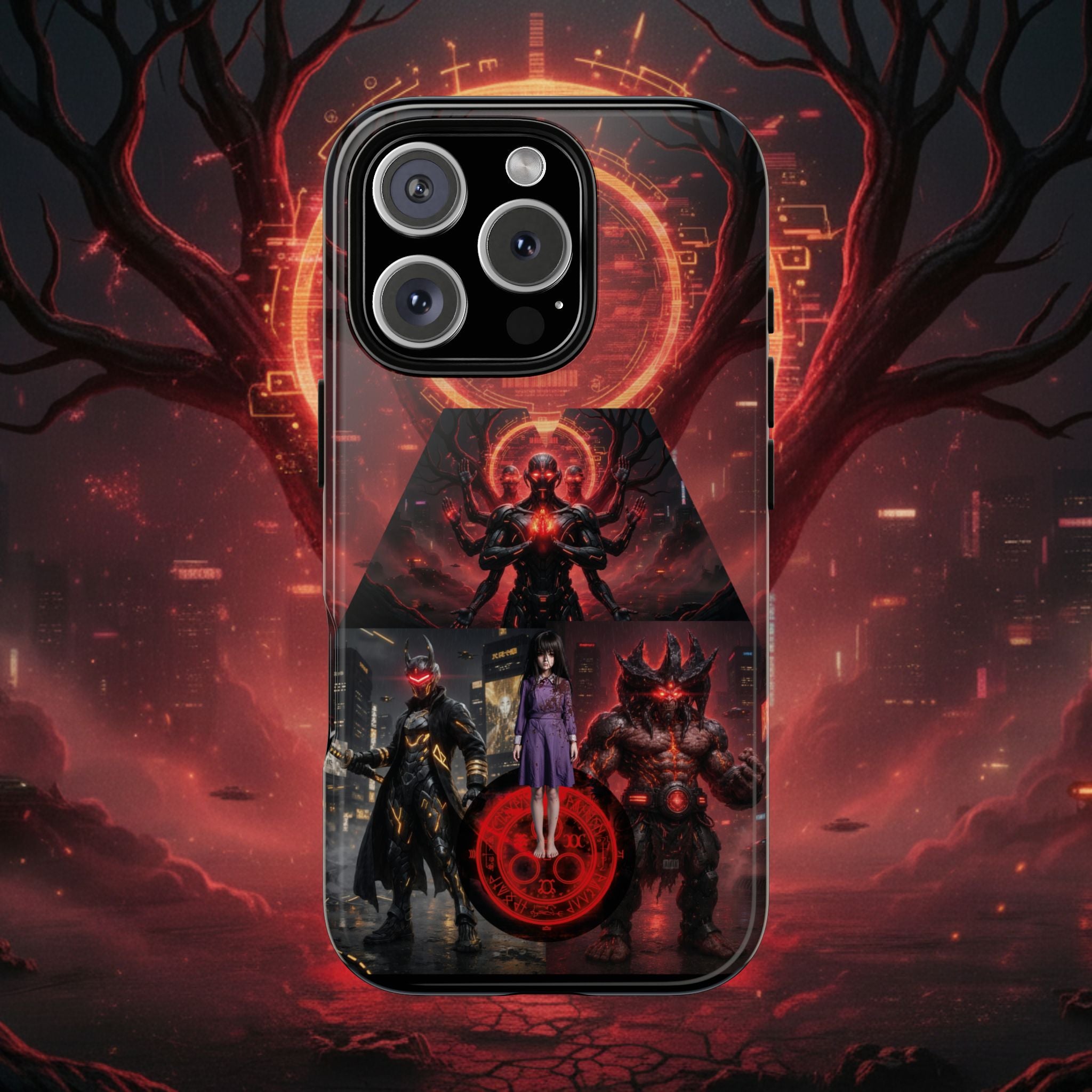 Demonic Guardians Phone Case — Red Occult Sigil Urban Fantasy iPhone Cover