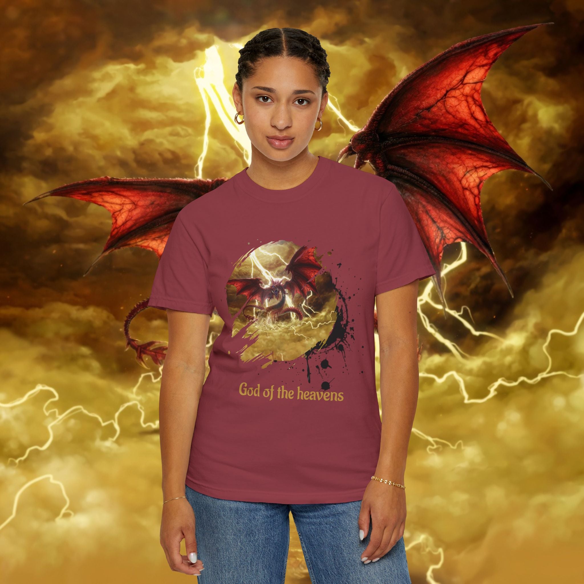God of the Heavens T-Shirt — Mythic Storm Graphic Tee - slifer the sky dragon