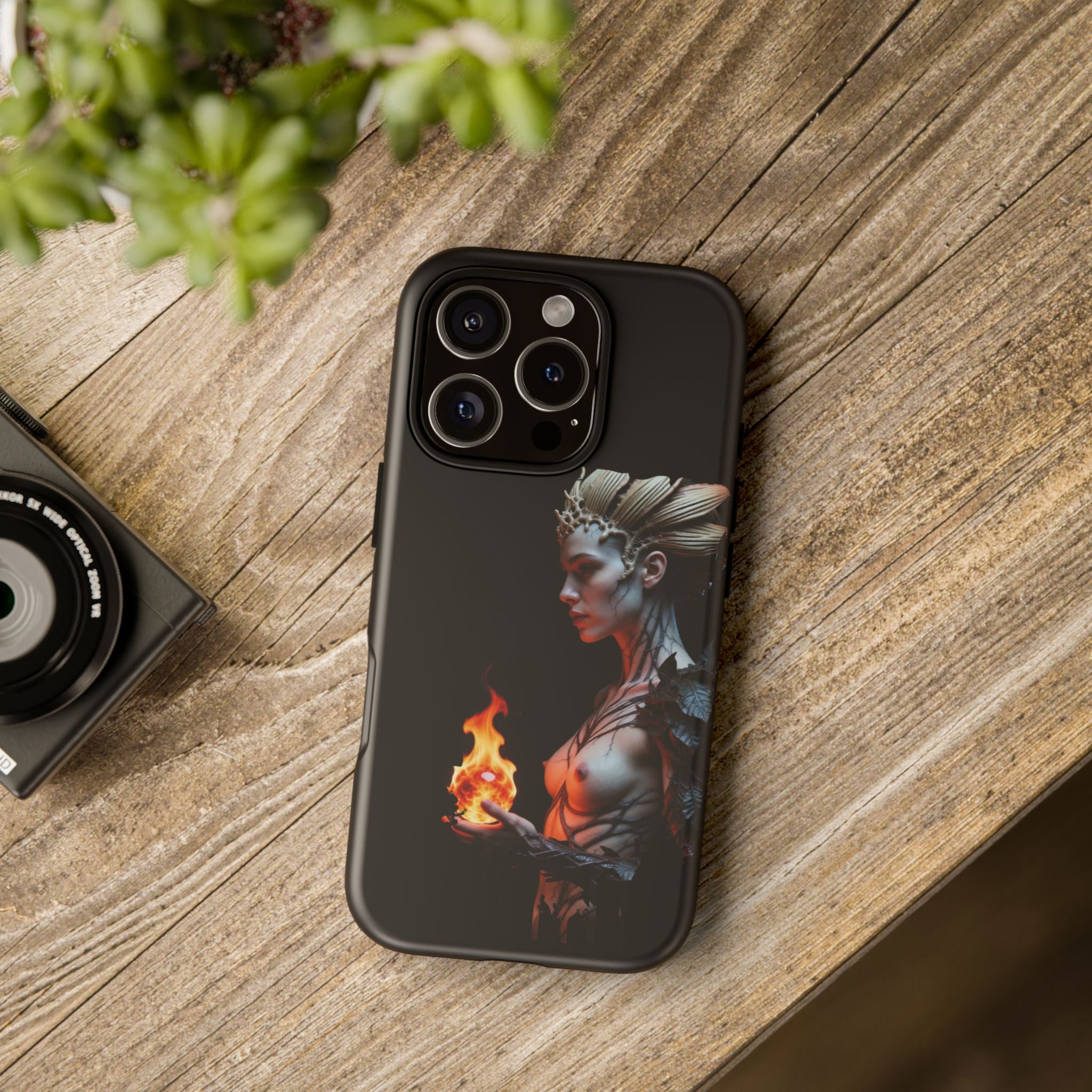 Fire Queen Phone Case — Dark Fantasy iPhone Armor - Alexia Ashford Side Face