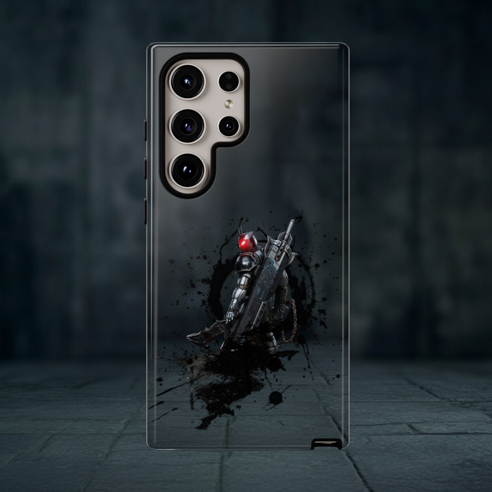 Tough Cases: Dark Cyber Soldier Phone Case — Rugged Sci‑Fi Armor Design