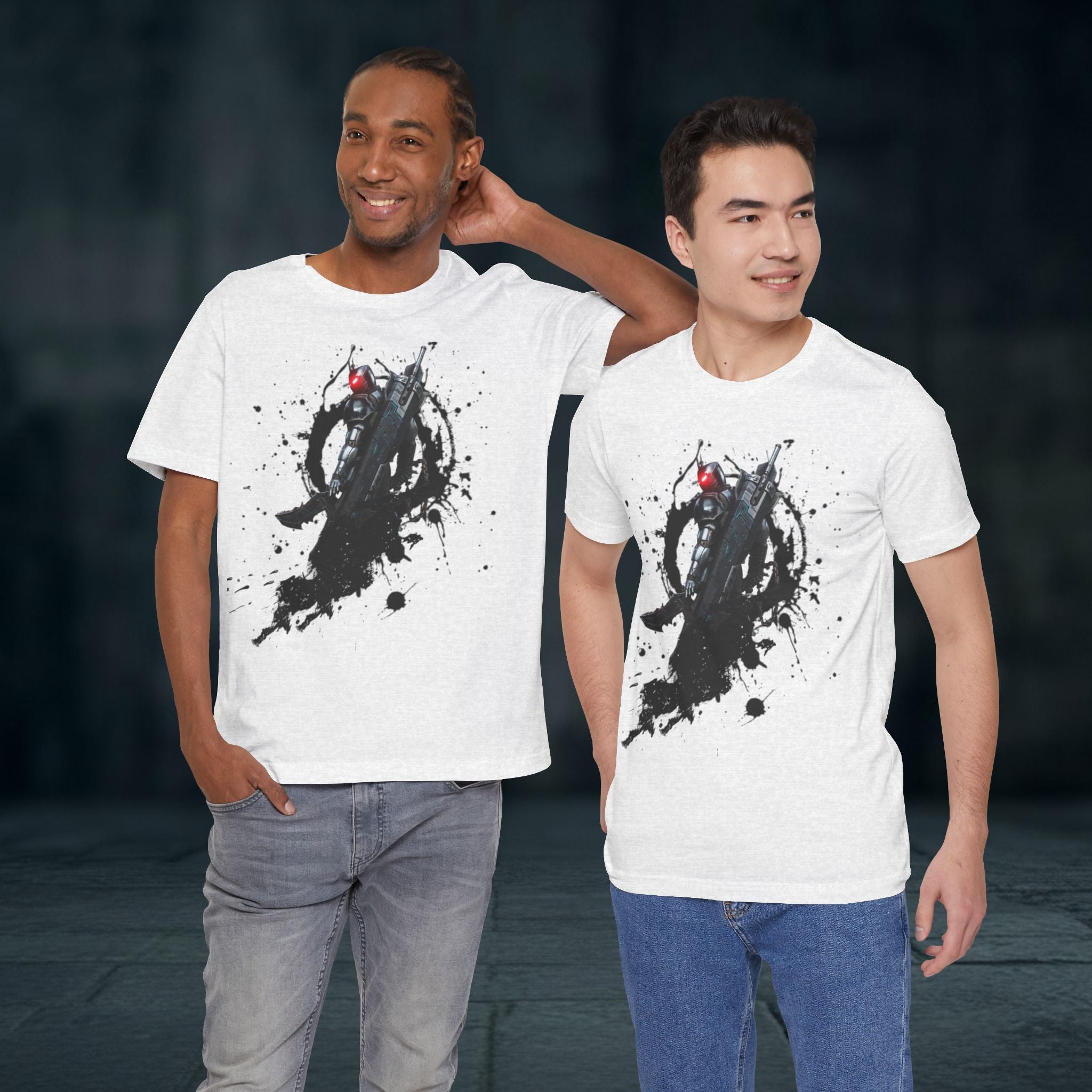 Splatter Noir Rifle Tee — Graphic Military Weapon Shirt
