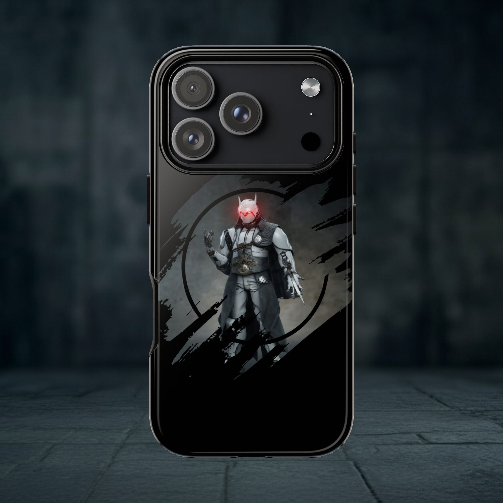 Galaxy Warrior Tough Phone Case — Dark Sci‑Fi Armor with Red Helm
