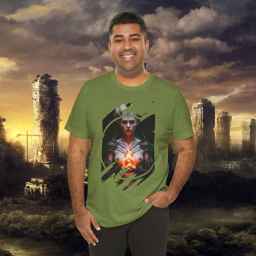 Dark Sorceress T‑Shirt — Fantasy Magic Witch Tee with Fiery Heart - Alexia Ashford