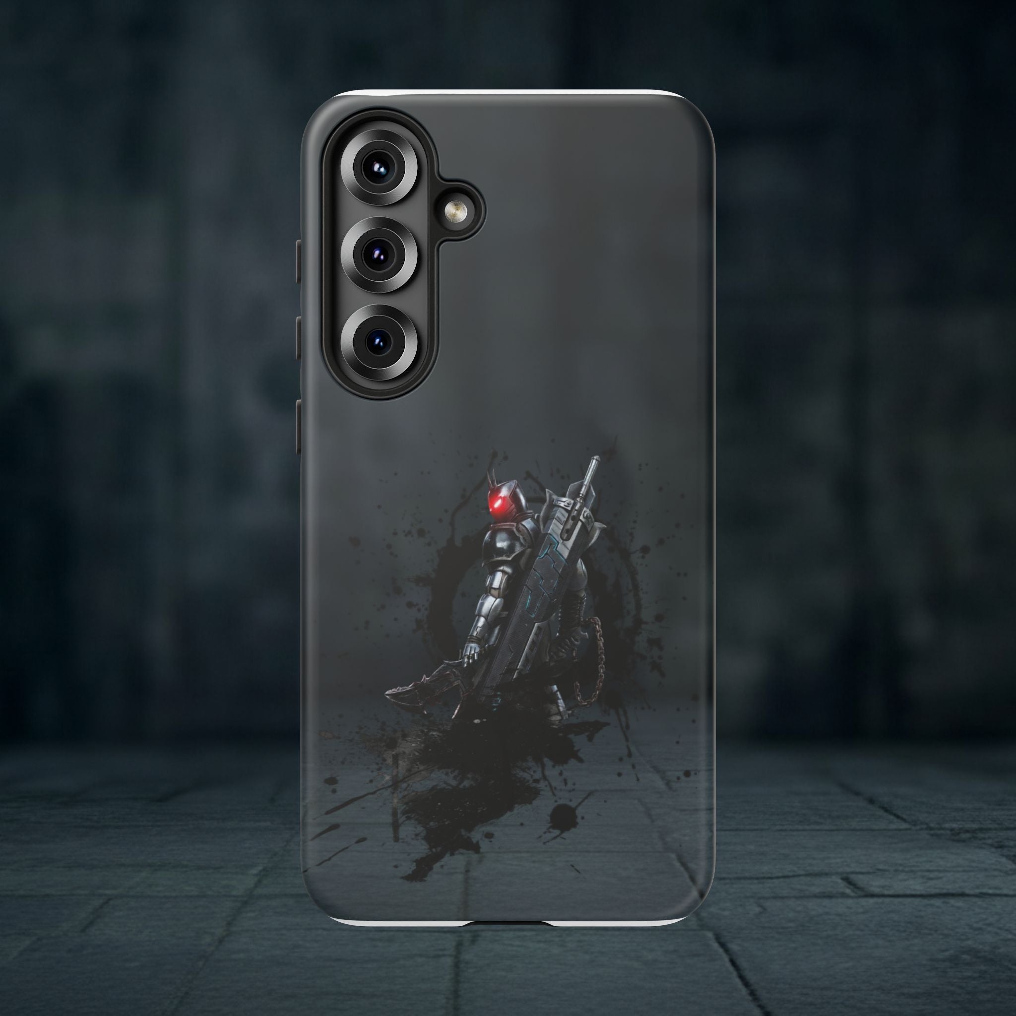 Tough Cases: Dark Cyber Soldier Phone Case — Rugged Sci‑Fi Armor Design