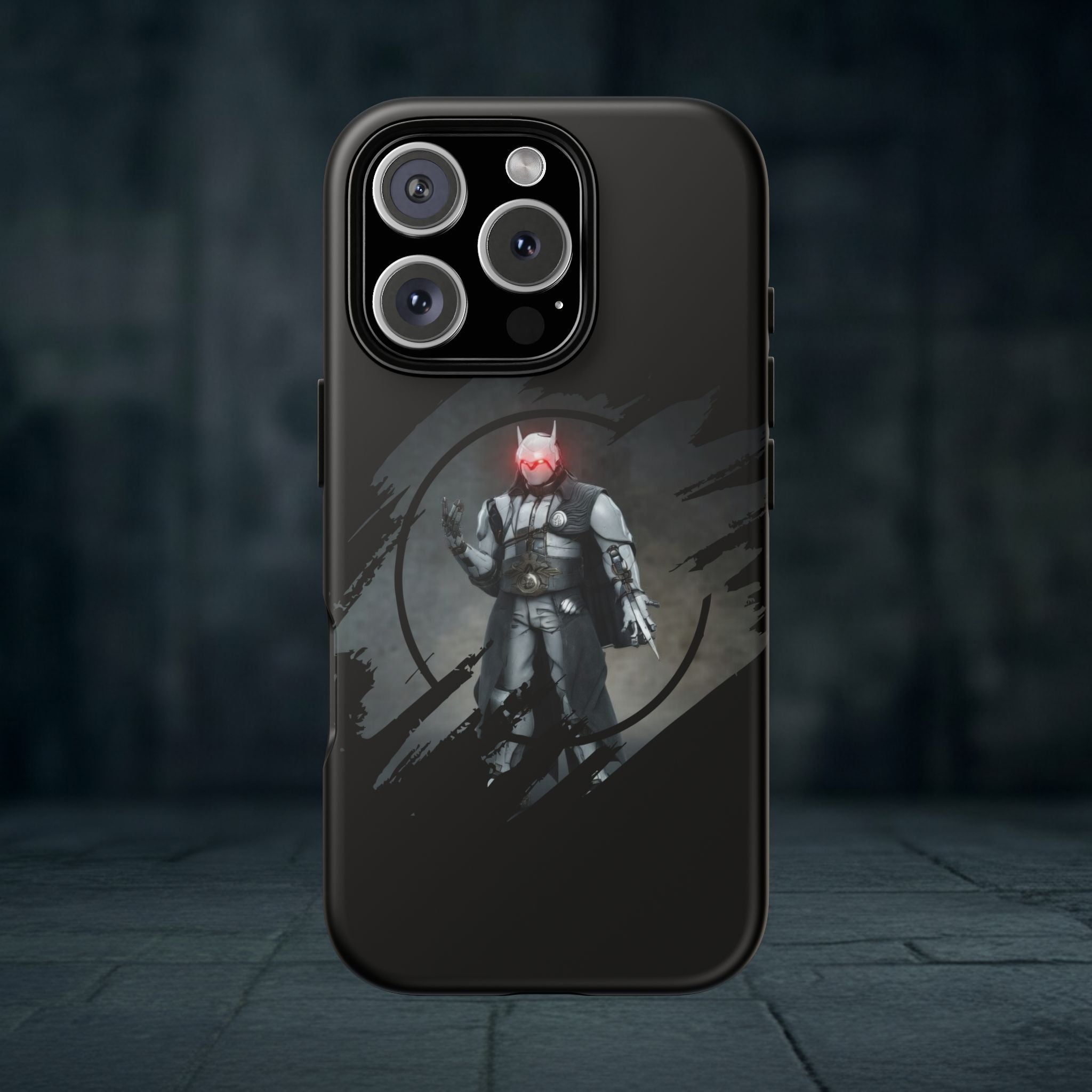 Galaxy Warrior Tough Phone Case — Dark Sci‑Fi Armor with Red Helm