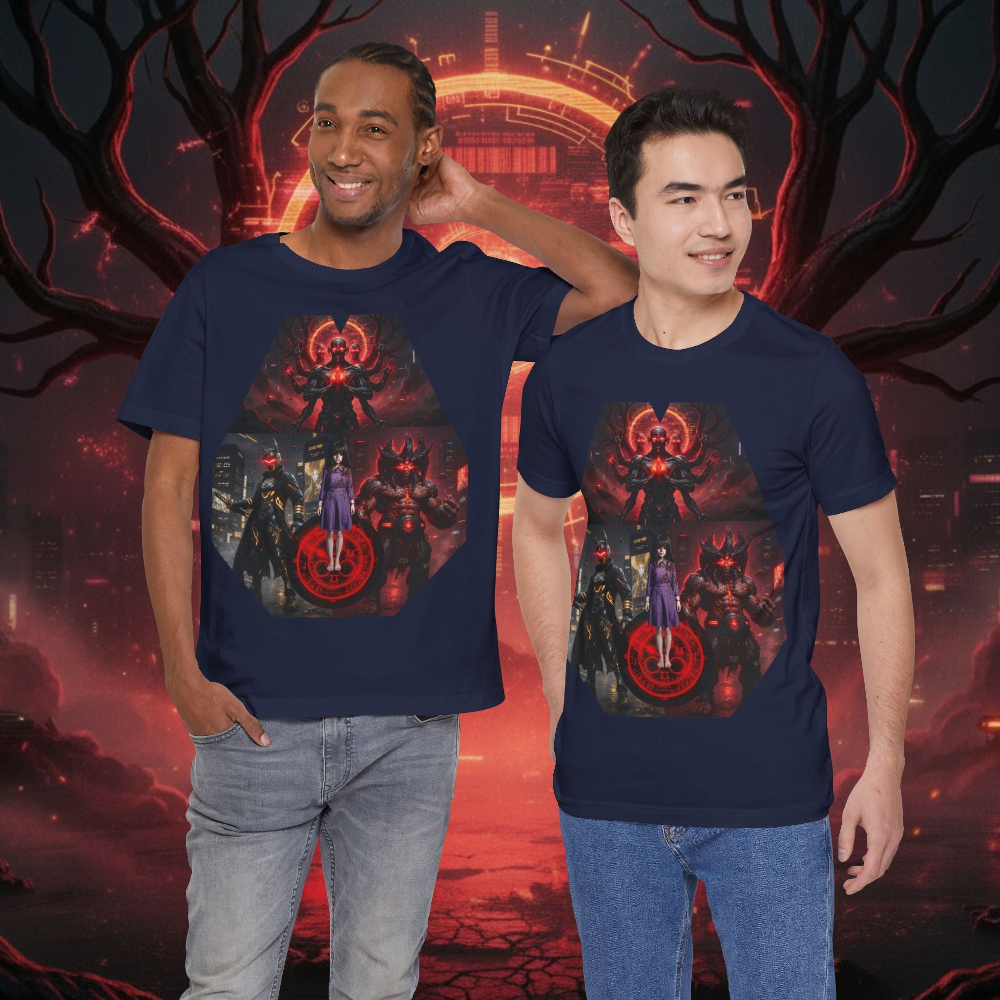 Superhero Squad Graphic Tee — Dark Red Mystic Design