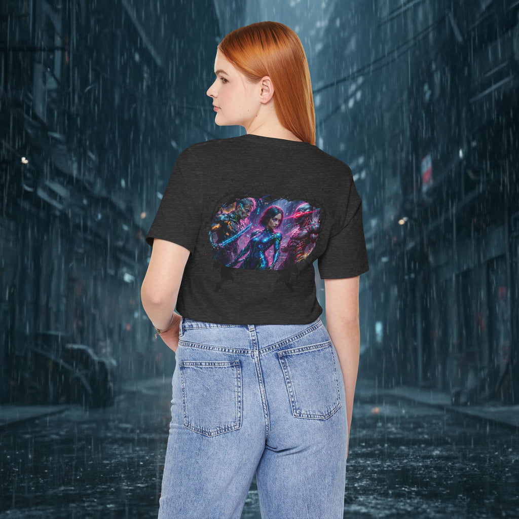 T-Shirt — "Big Family Reunion" Sci‑Fi Character Heart Graphic Tee - Battle Suits