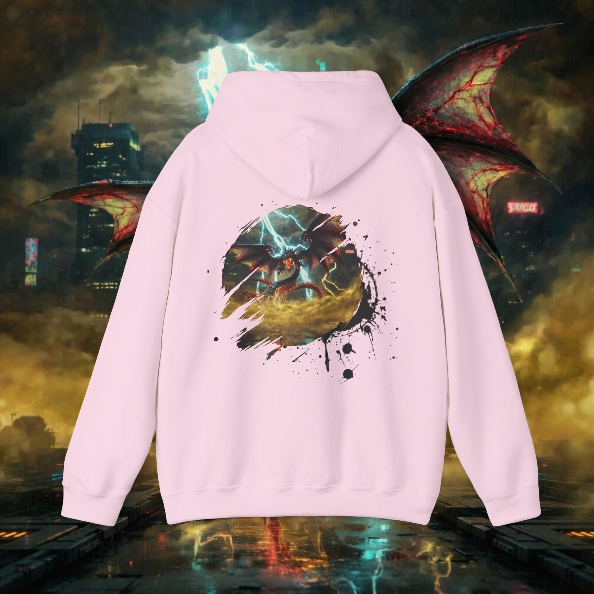 Hoodie — "God of the Heavens" Mythic Lightning Graphic Hoodie - slifer the sky dragon