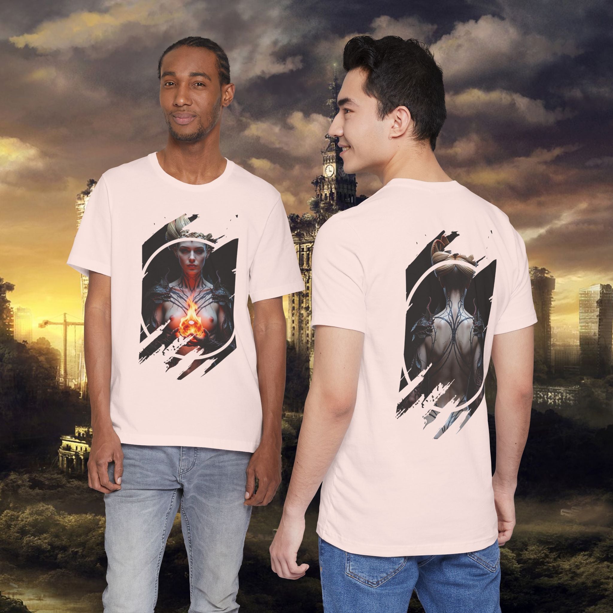 Dark Sorceress T‑Shirt — Fantasy Magic Witch Tee with Fiery Heart - Alexia Ashford