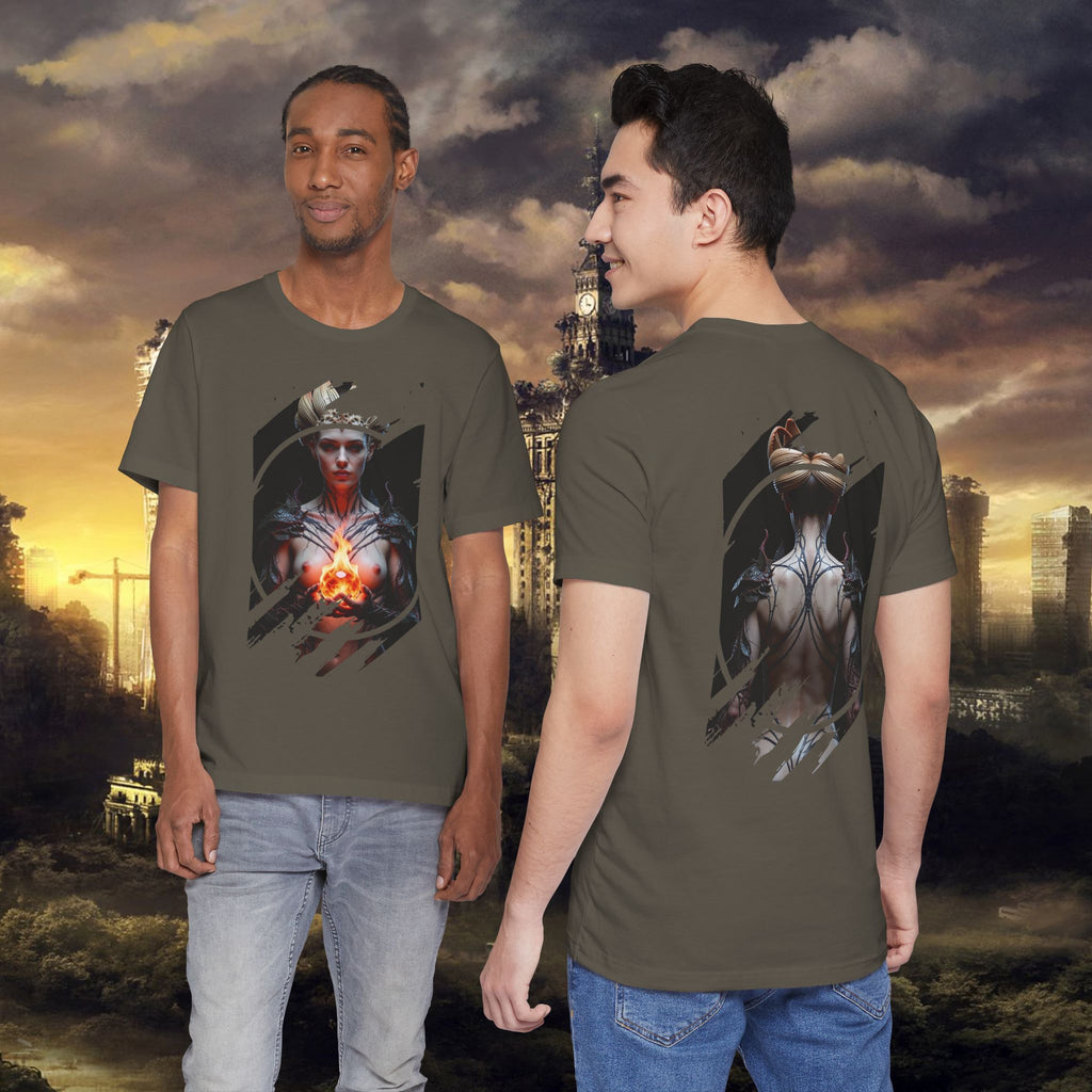 Dark Sorceress T‑Shirt — Fantasy Magic Witch Tee with Fiery Heart - Alexia Ashford