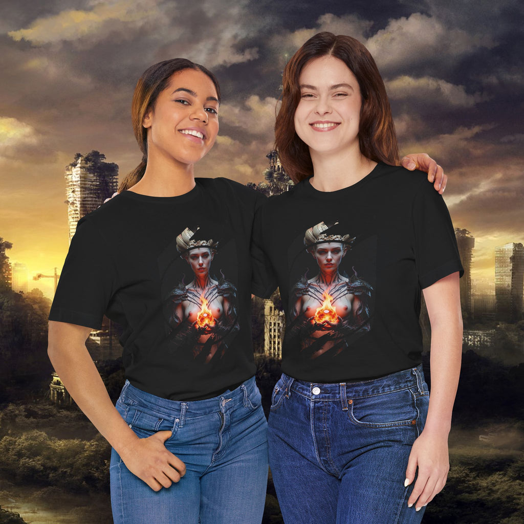 Dark Sorceress T‑Shirt — Fantasy Magic Witch Tee with Fiery Heart - Alexia Ashford