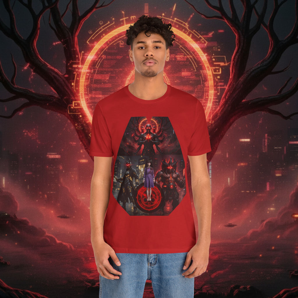 Superhero Squad Graphic Tee — Dark Red Mystic Design