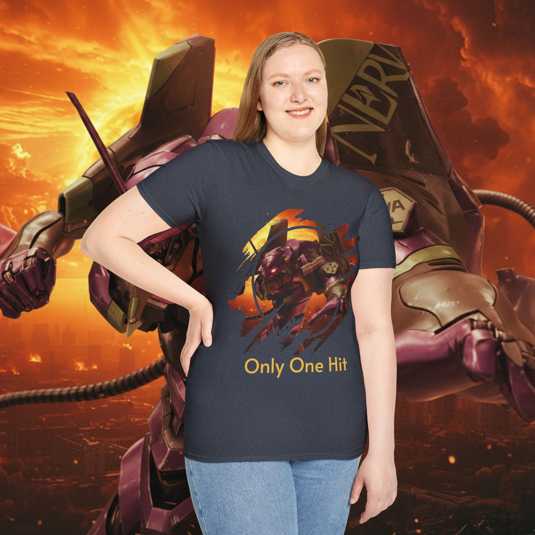 Only One Hit T-Shirt — Gamer Mech Battle Tee - EVA 1 - Neon Genesis Evangelion