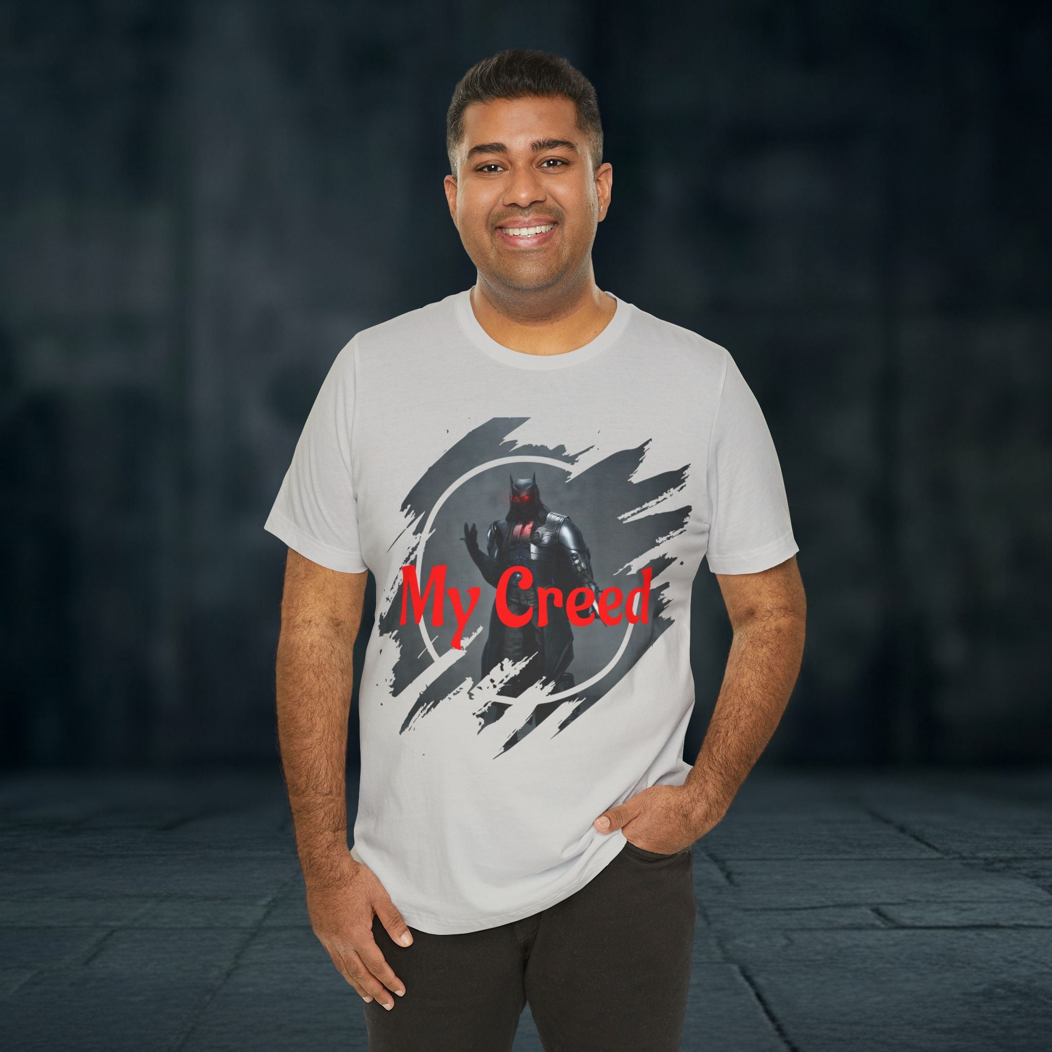 My Creed Graphic Tee — Dark Knight Sci‑Fi Illustration T‑Shirt