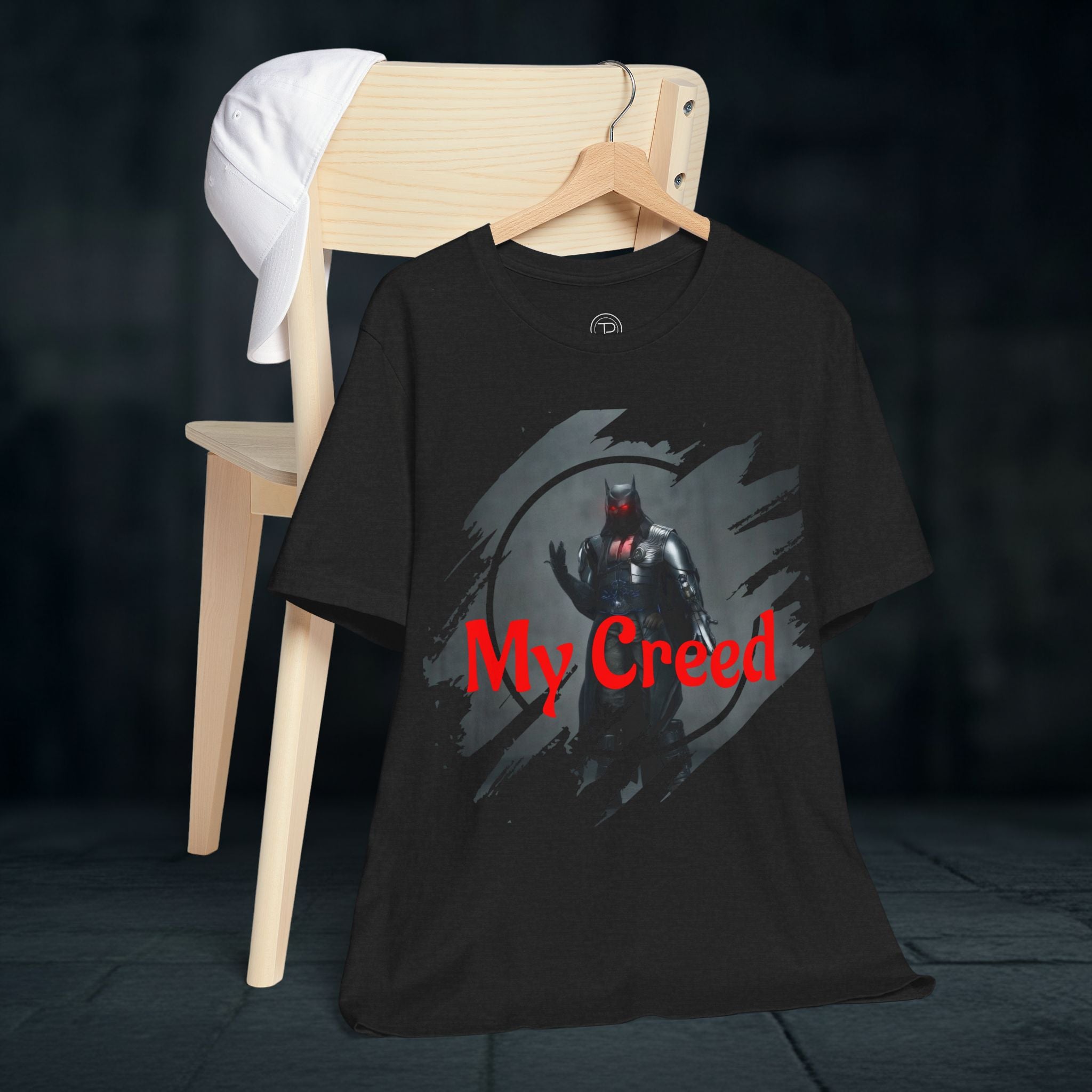 My Creed Graphic Tee — Dark Knight Sci‑Fi Illustration T‑Shirt