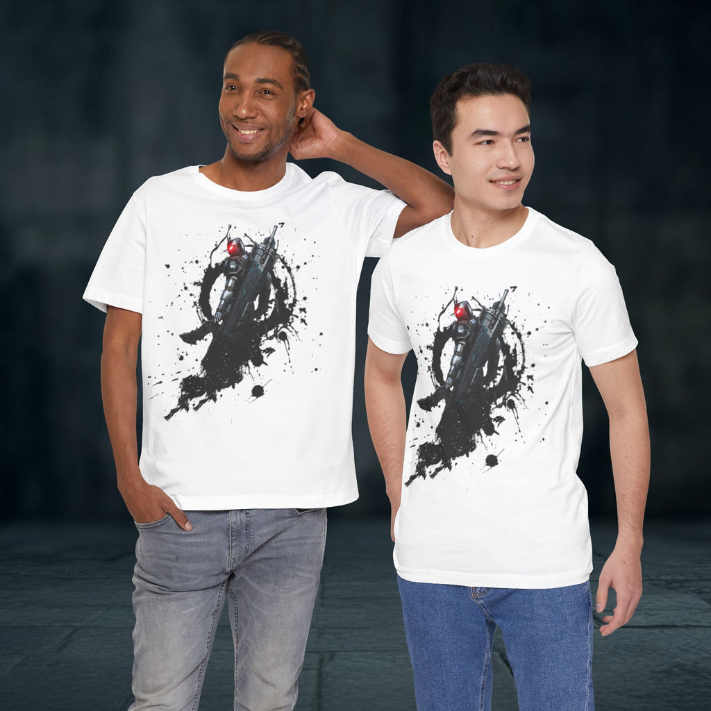 Splatter Noir Rifle Tee — Graphic Military Weapon Shirt