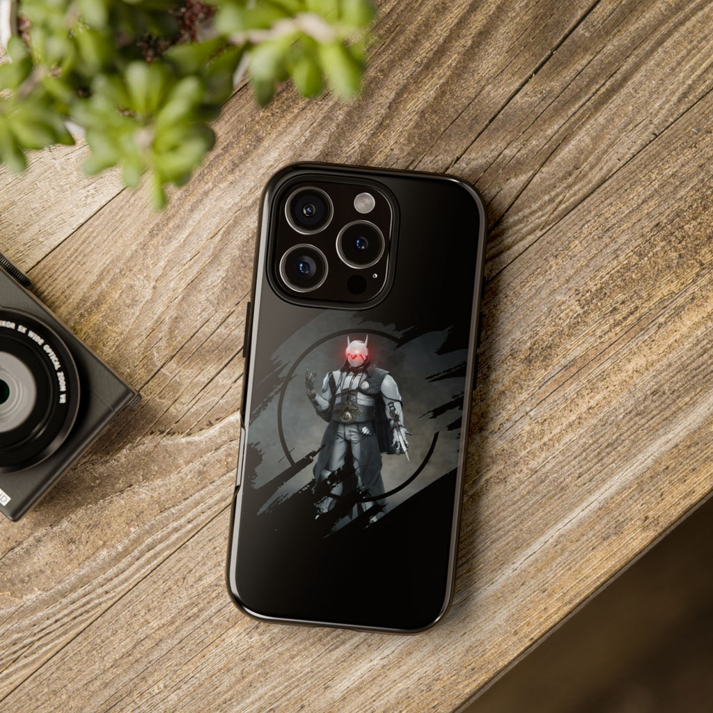 Galaxy Warrior Tough Phone Case — Dark Sci‑Fi Armor with Red Helm