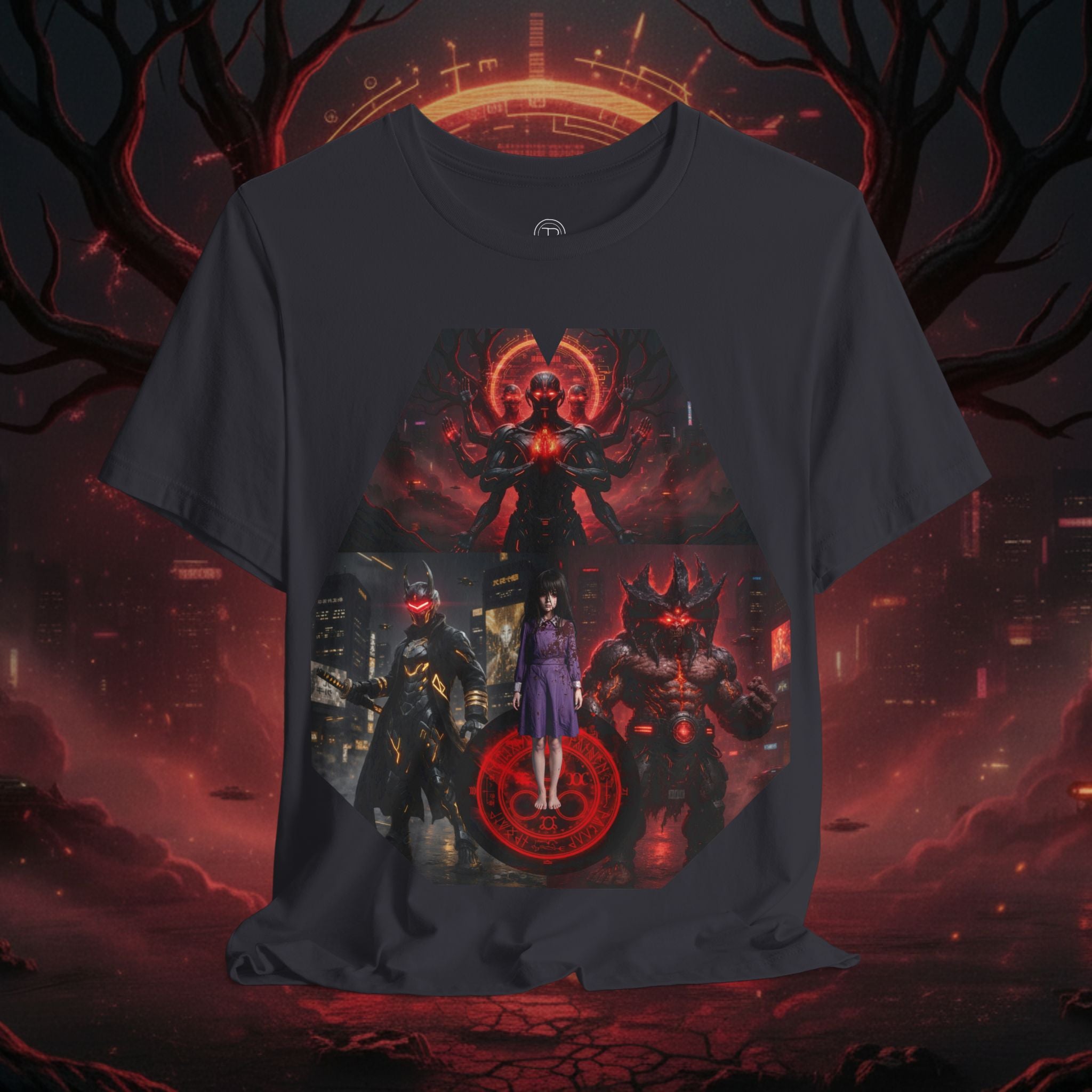 Superhero Squad Graphic Tee — Dark Red Mystic Design