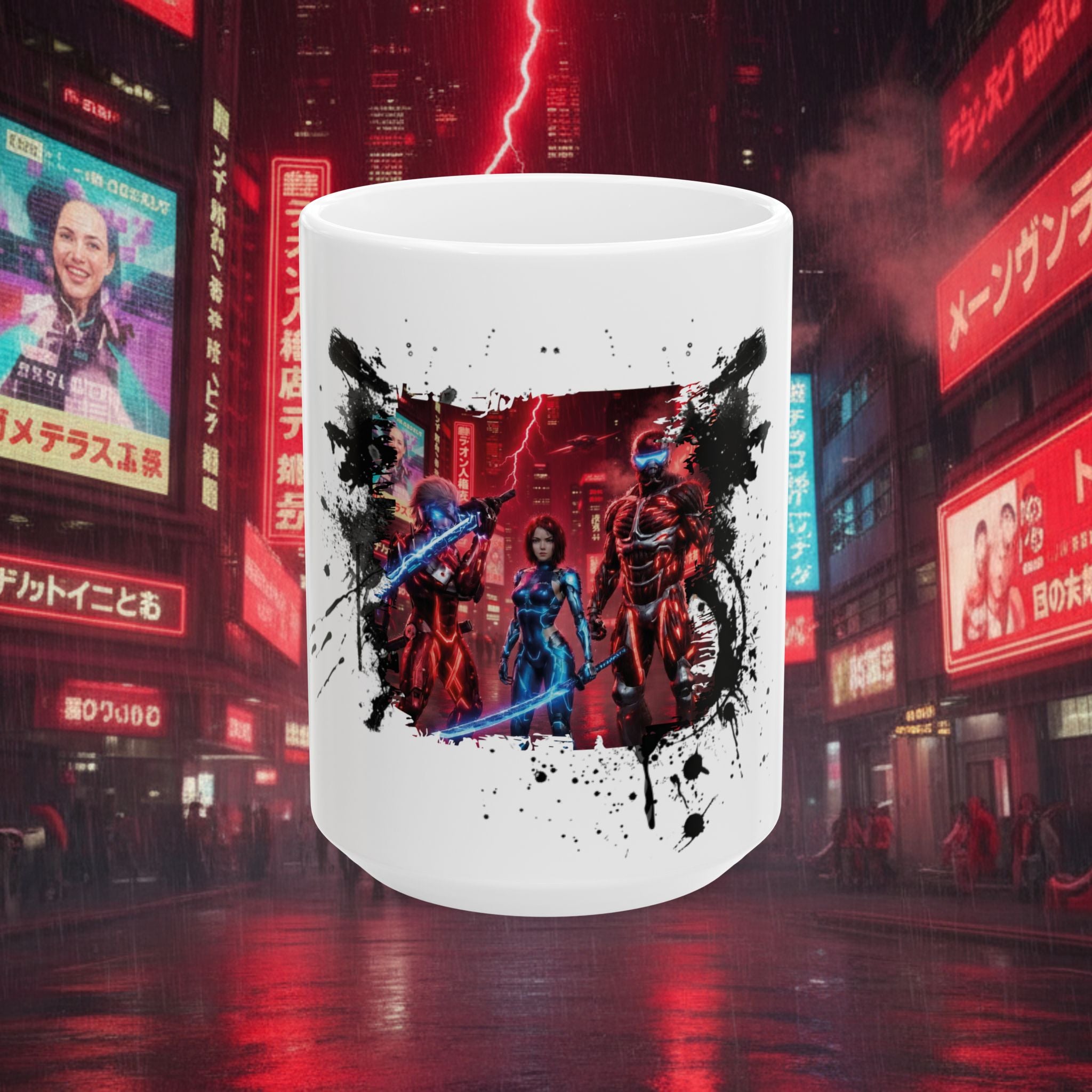 Cyberpunk Heroes Ceramic Mug — Futuristic Neon Sci‑Fi Character Art (11oz/15oz) - Battle Suits