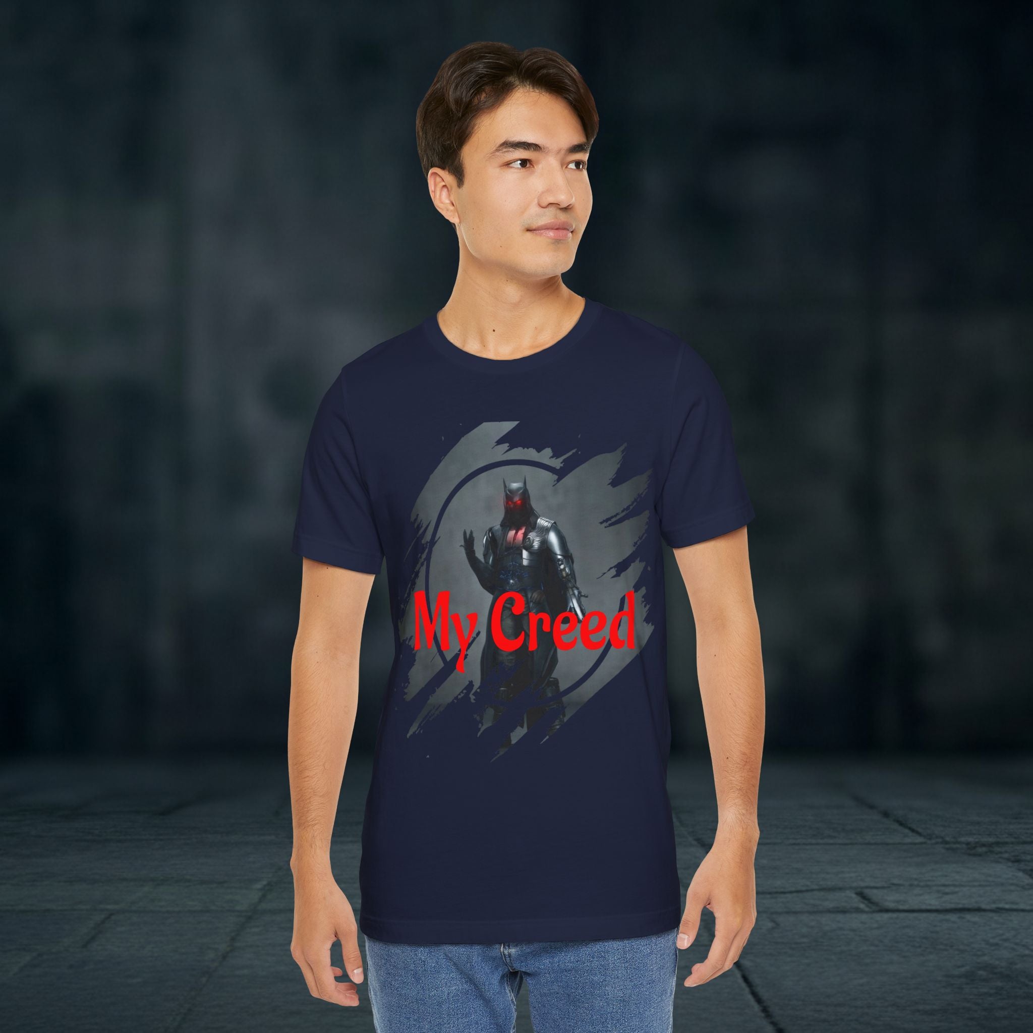My Creed Graphic Tee — Dark Knight Sci‑Fi Illustration T‑Shirt
