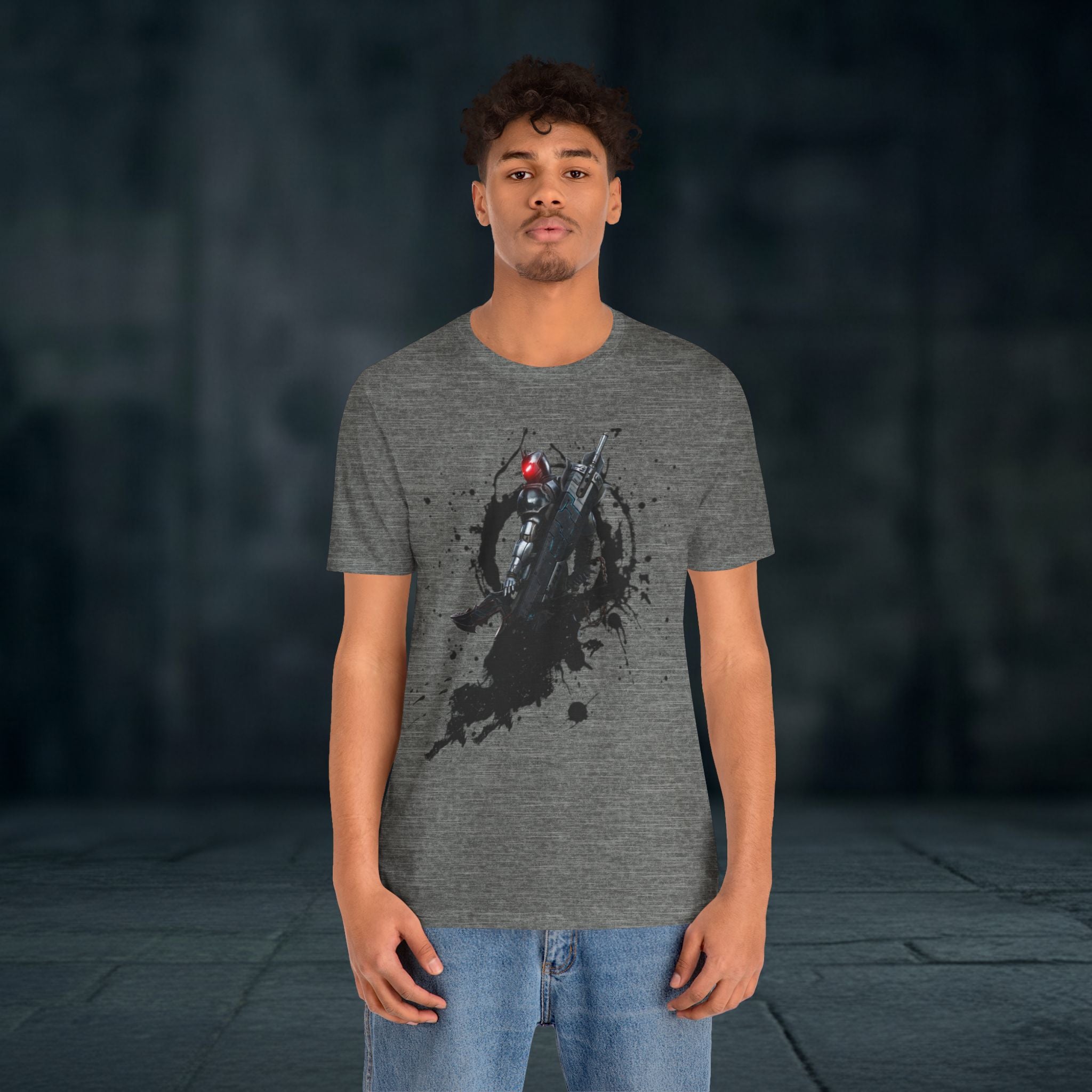 Splatter Noir Rifle Tee — Graphic Military Weapon Shirt