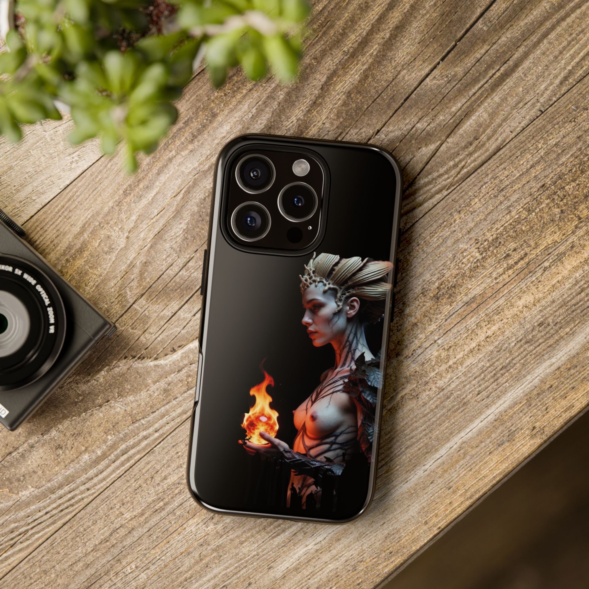 Fire Queen Phone Case — Dark Fantasy iPhone Armor - Alexia Ashford Side Face