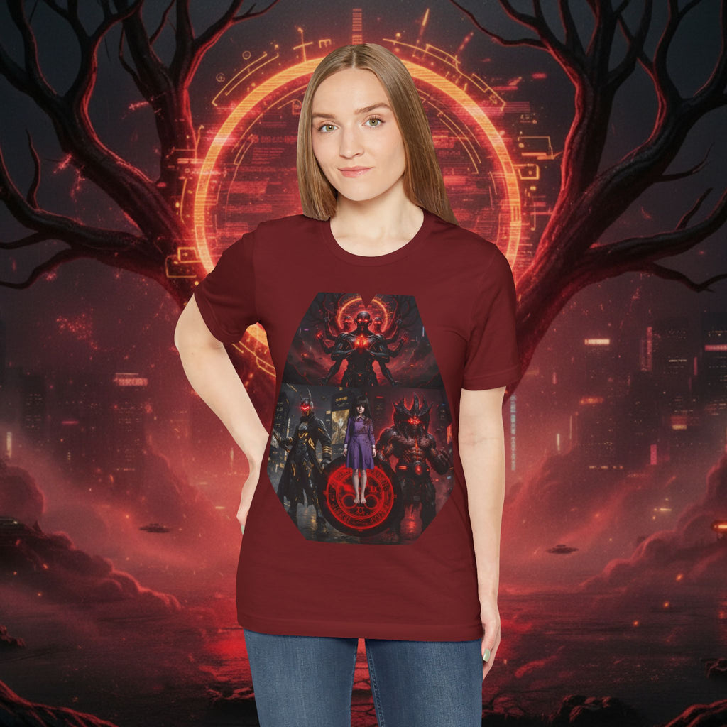 Superhero Squad Graphic Tee — Dark Red Mystic Design