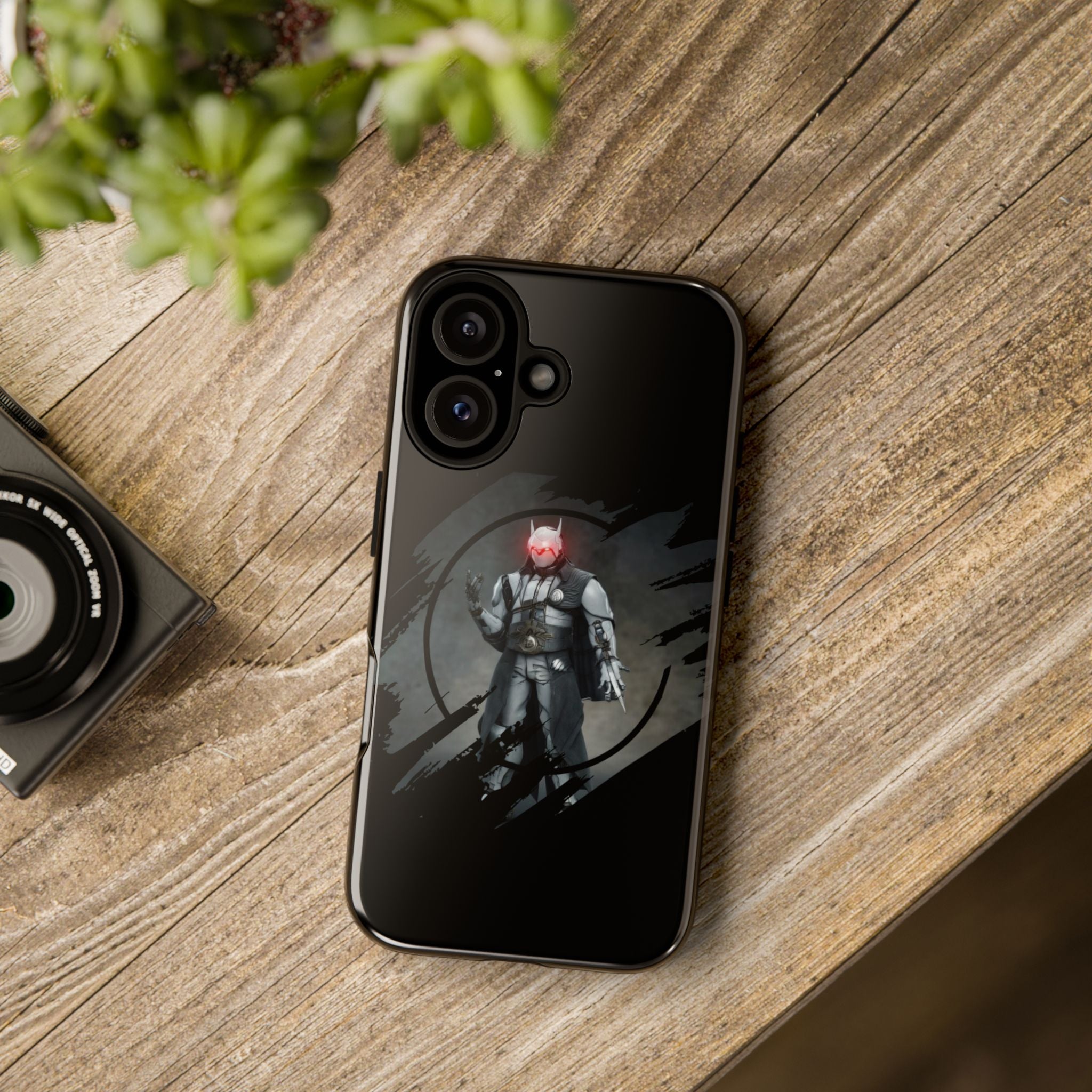 Galaxy Warrior Tough Phone Case — Dark Sci‑Fi Armor with Red Helm
