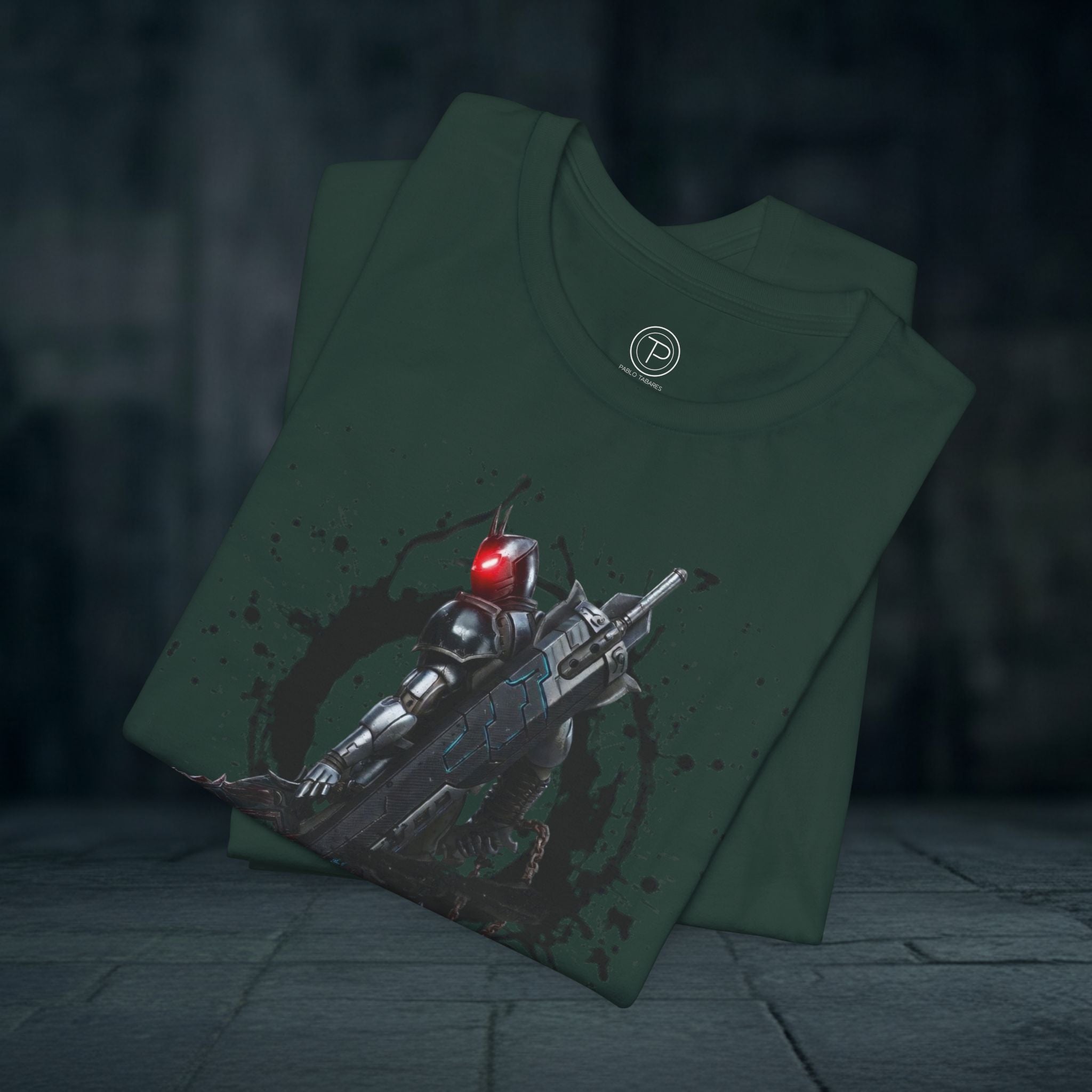 Splatter Noir Rifle Tee — Graphic Military Weapon Shirt