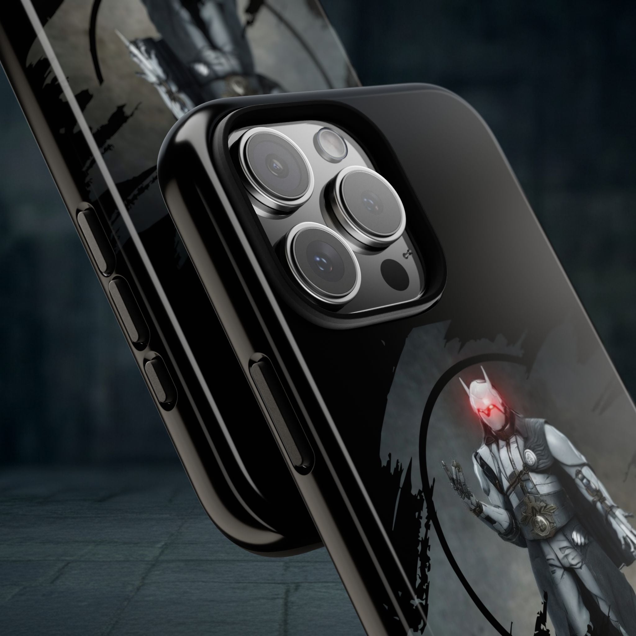 Galaxy Warrior Tough Phone Case — Dark Sci‑Fi Armor with Red Helm