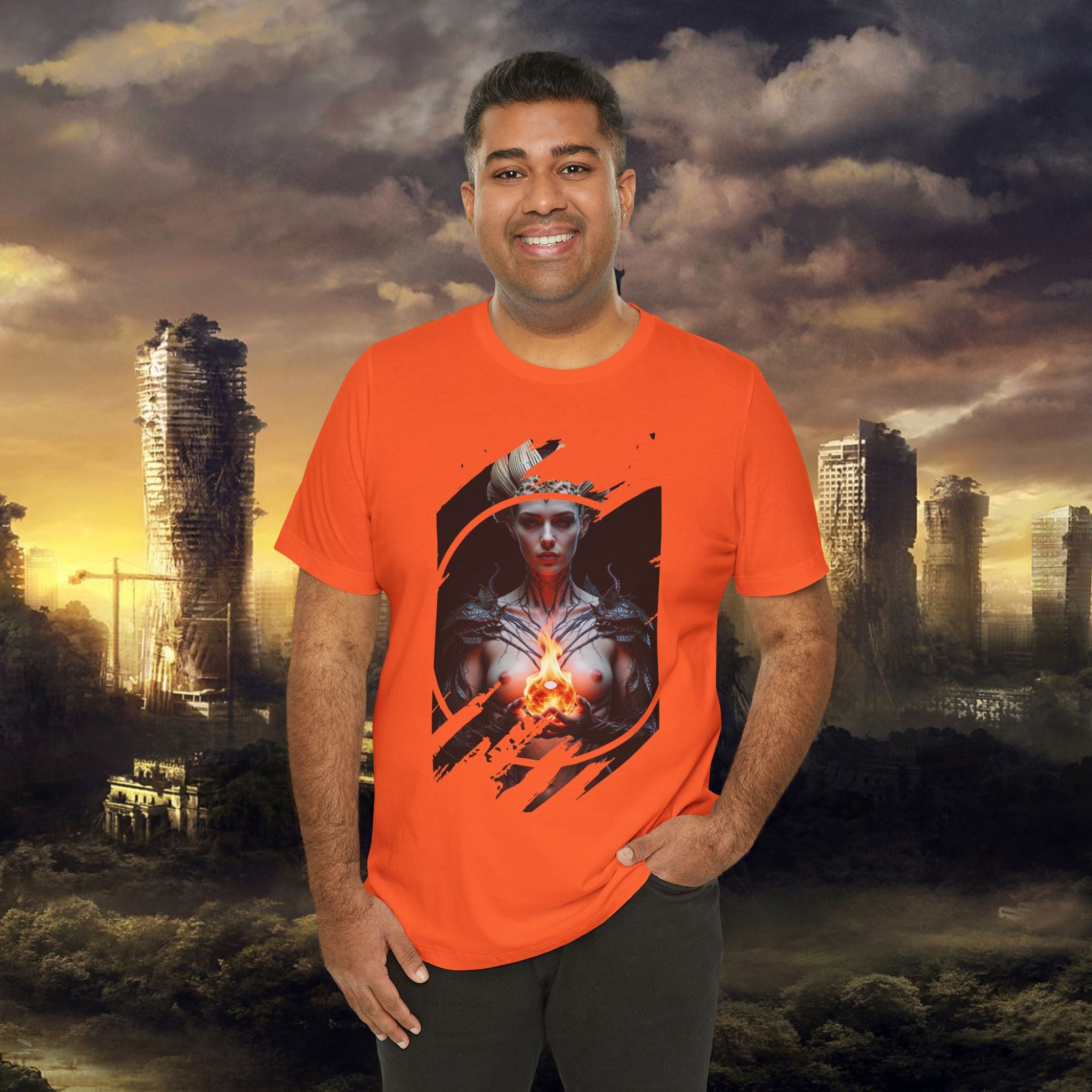 Dark Sorceress T‑Shirt — Fantasy Magic Witch Tee with Fiery Heart - Alexia Ashford