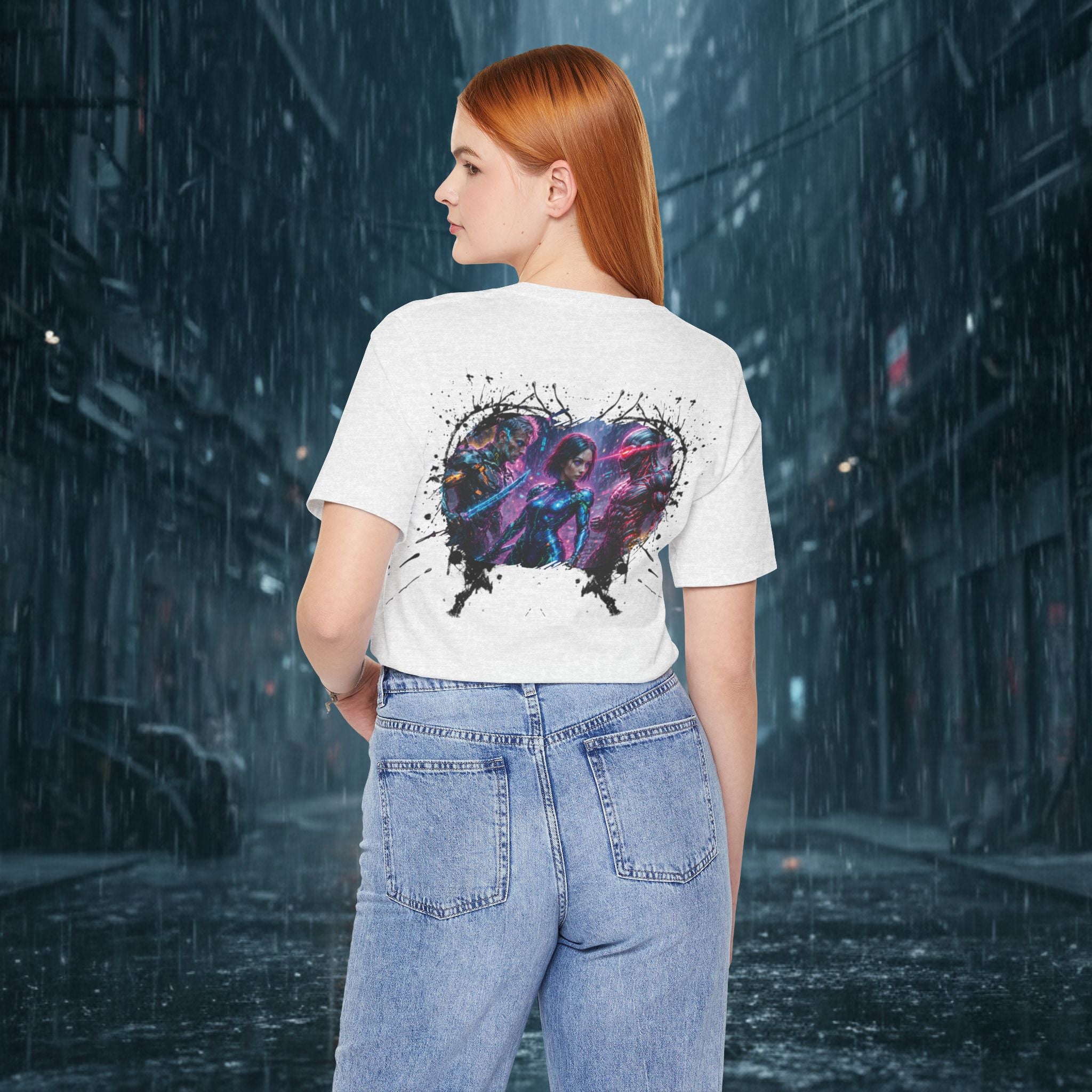 T-Shirt — "Big Family Reunion" Sci‑Fi Character Heart Graphic Tee - Battle Suits
