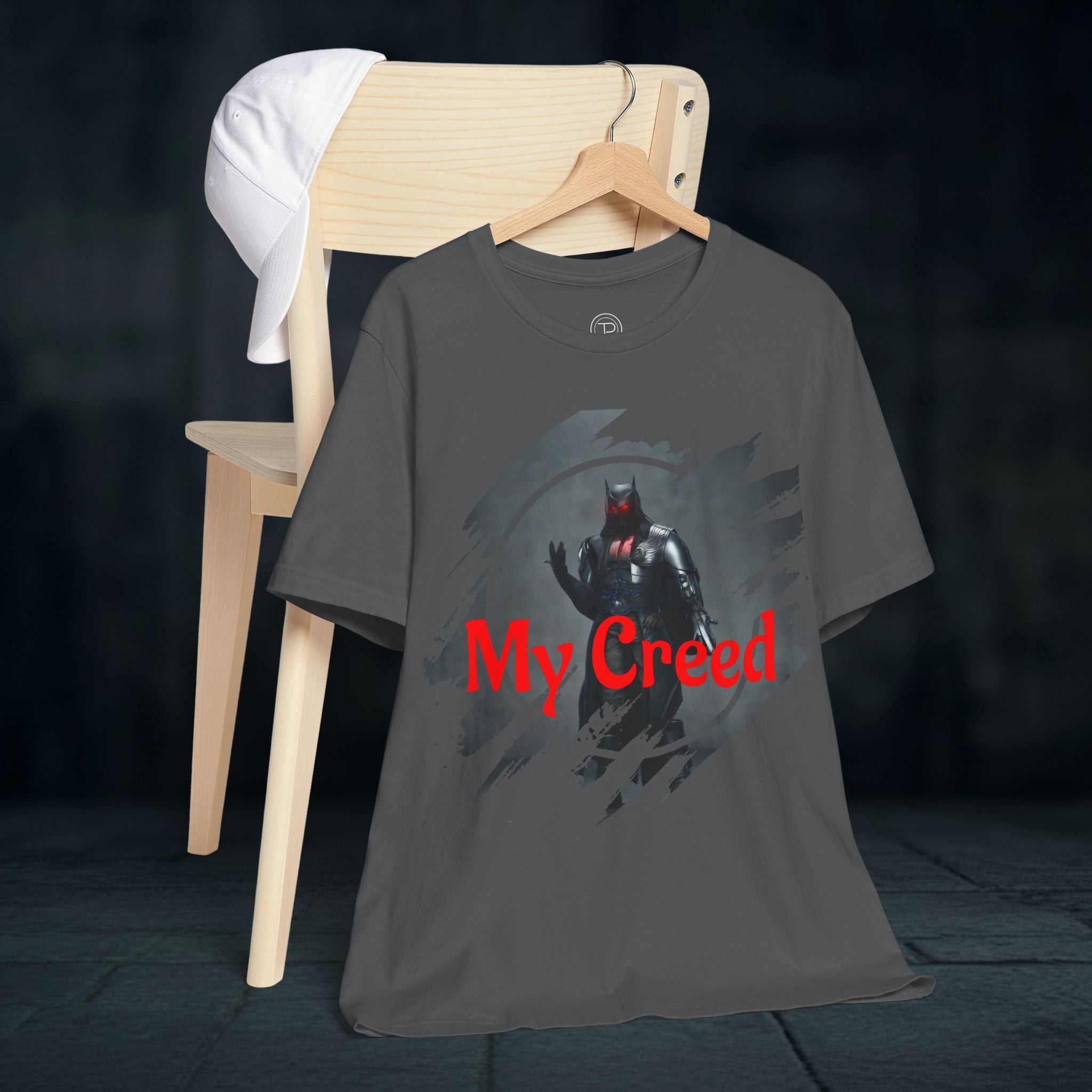 My Creed Graphic Tee — Dark Knight Sci‑Fi Illustration T‑Shirt